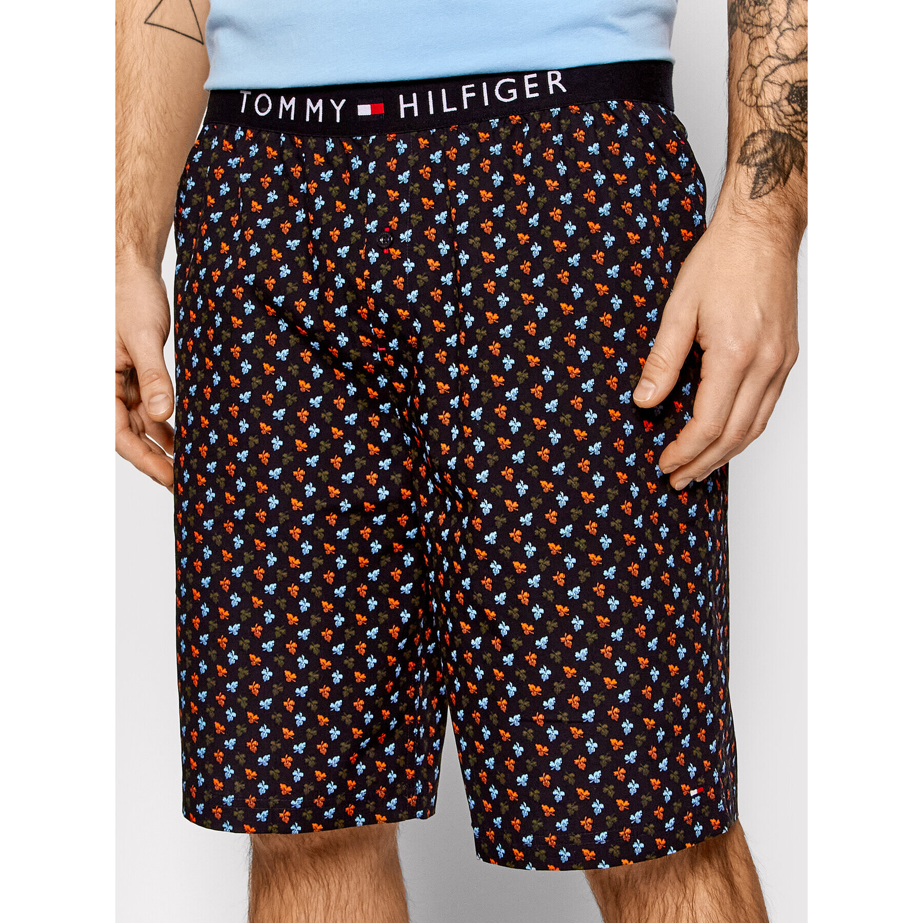 Tommy Hilfiger Pižama Short Woven UM0UM01964 Modra Regular Fit - Pepit.si