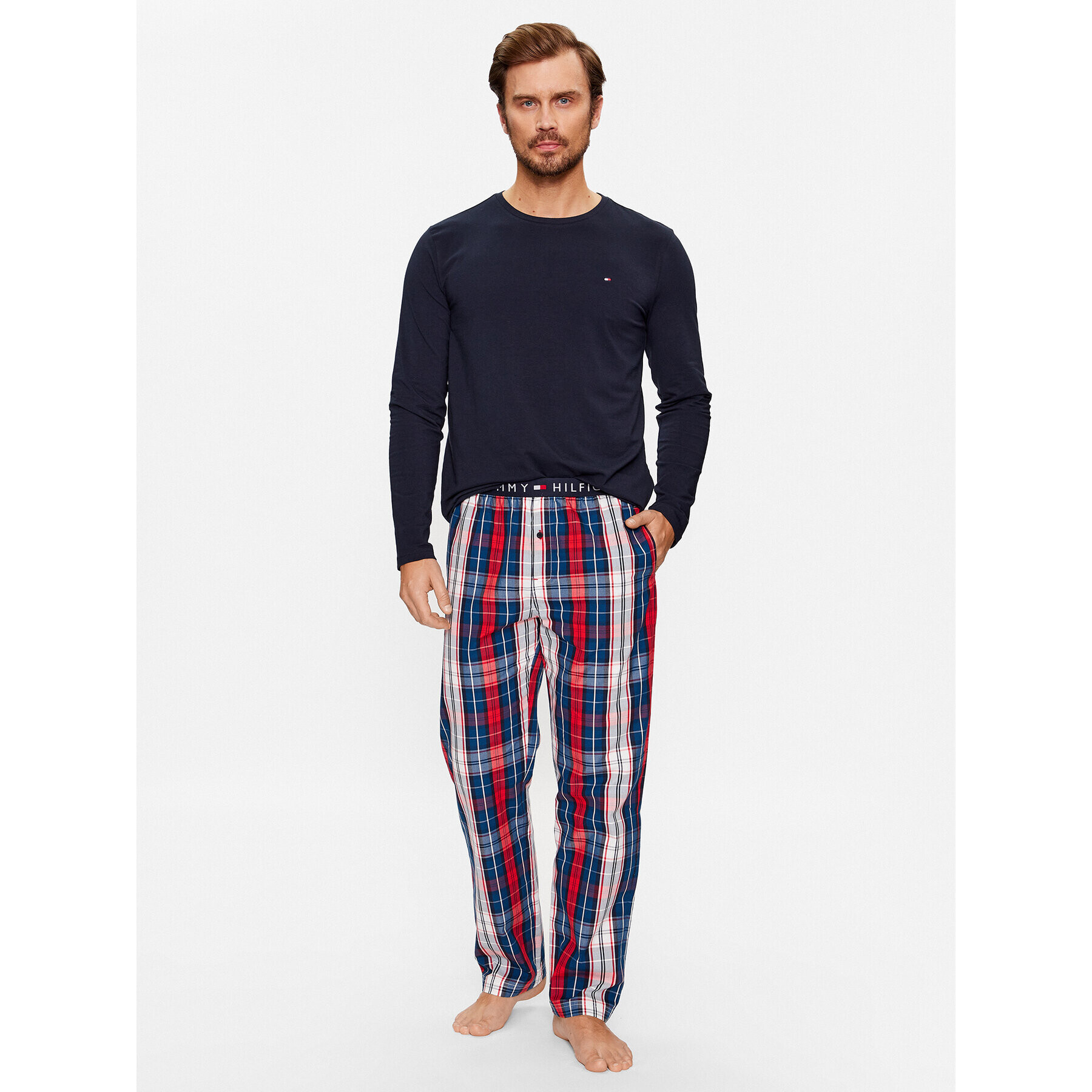 Tommy Hilfiger Pižama UM0UM02891 Mornarsko modra Regular Fit - Pepit.si