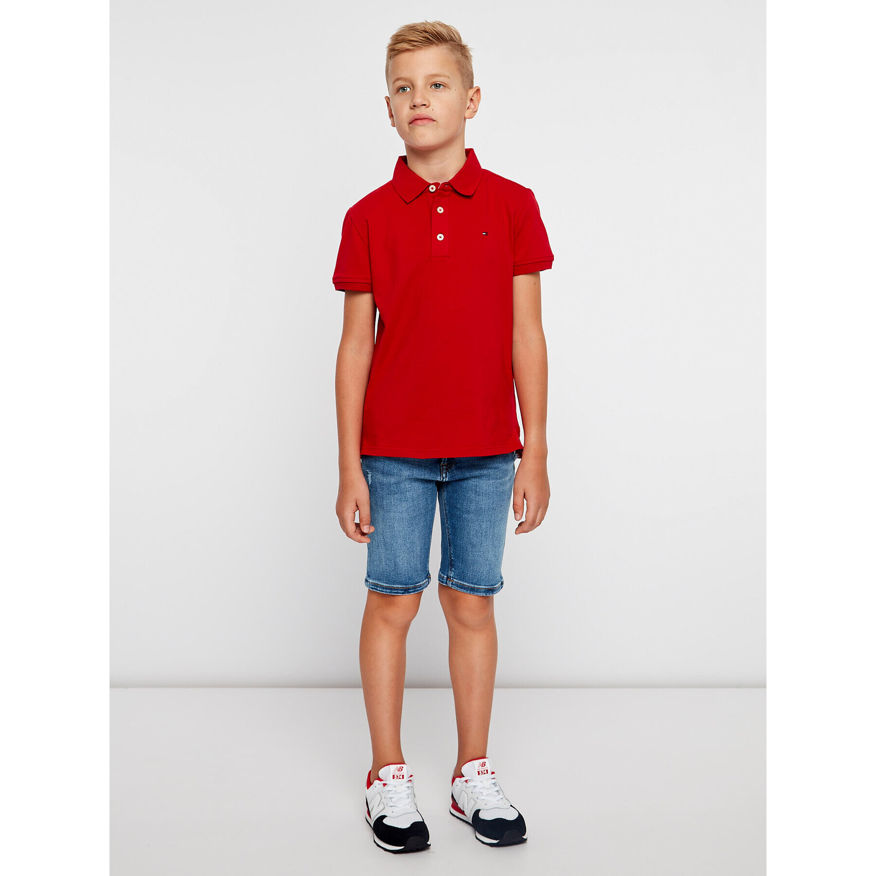 Tommy Hilfiger Polo majica Boys Tommy KB0KB03975 S Rdeča Regular Fit - Pepit.si