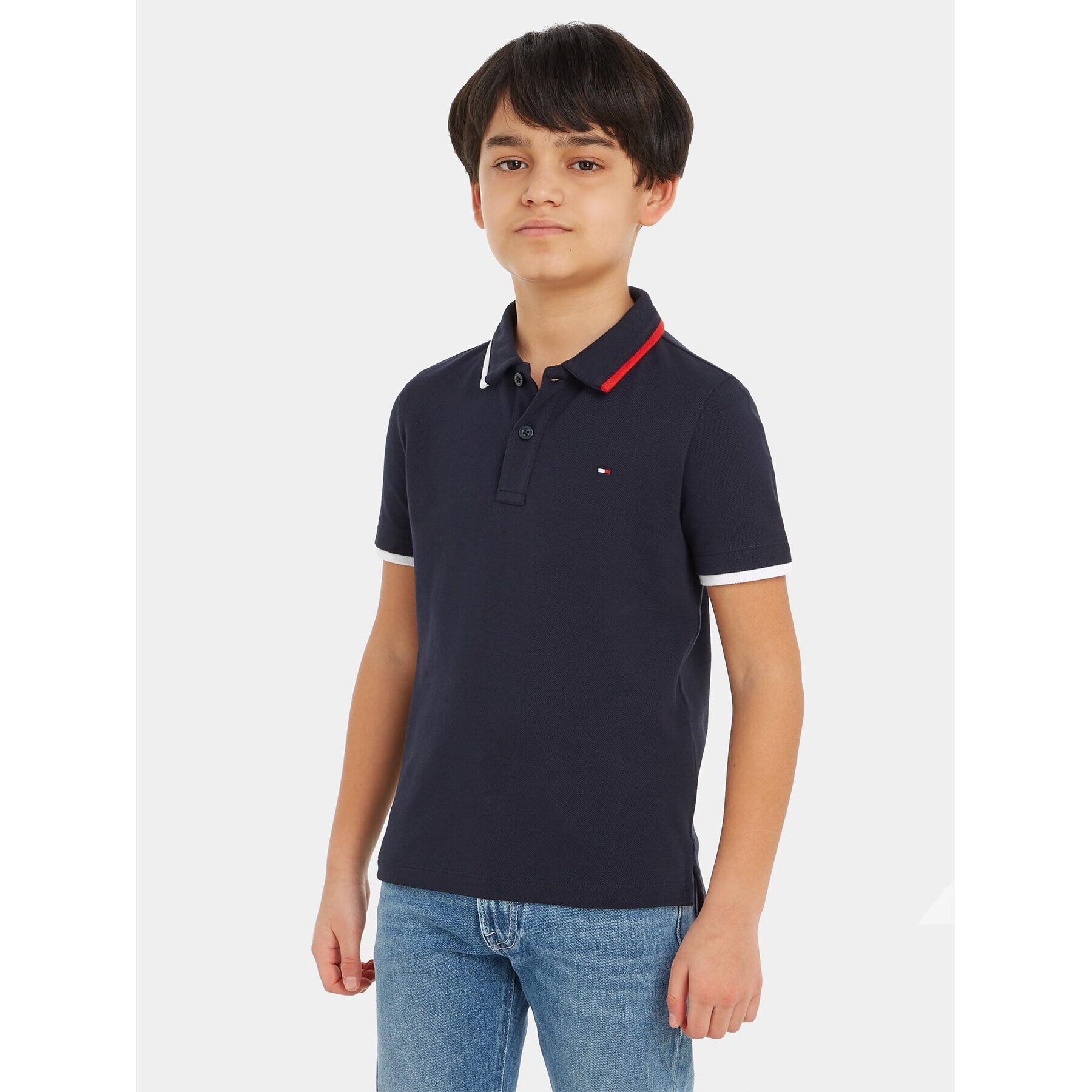 Tommy Hilfiger Polo majica KB0KB08534 Mornarsko modra Regular Fit - Pepit.si