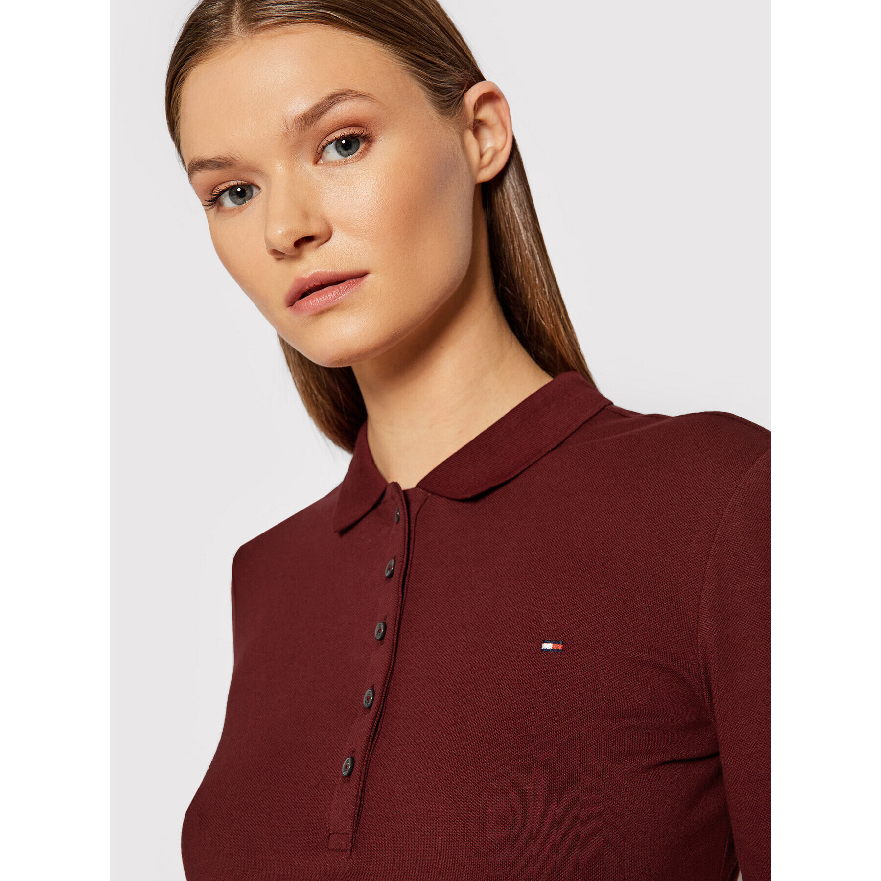 Tommy Hilfiger Polo majica WW0WW28536 Bordo rdeča Slim Fit - Pepit.si