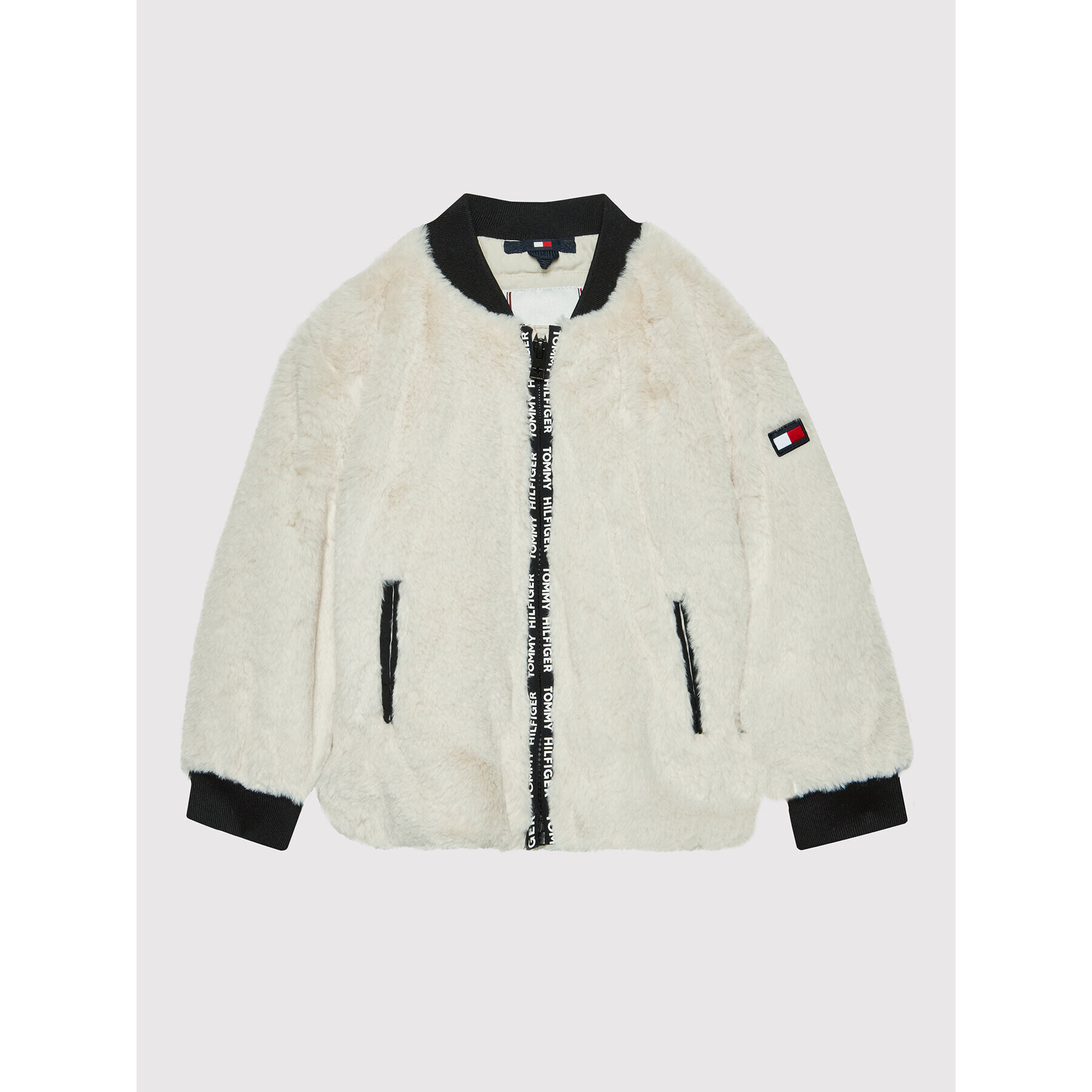 Tommy Hilfiger Prehodna jakna Fake Fur KG0KG06281 D Bež Regular Fit - Pepit.si