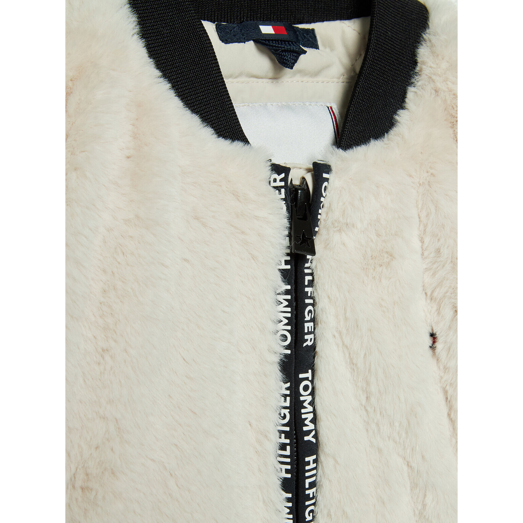 Tommy Hilfiger Prehodna jakna Fake Fur KG0KG06281 D Bež Regular Fit - Pepit.si