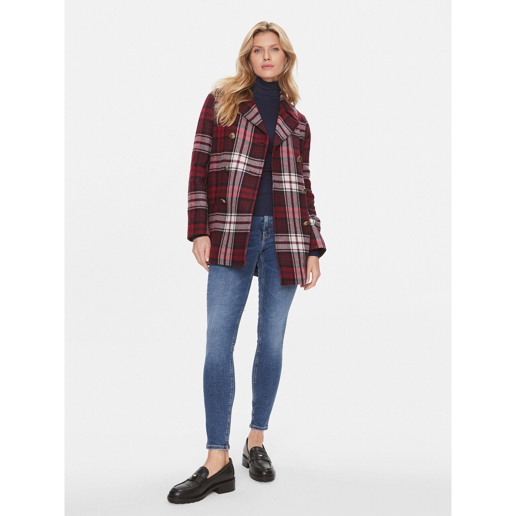 Tommy Hilfiger Prehodni plašč Tartan WW0WW40256 Rdeča Regular Fit - Pepit.si