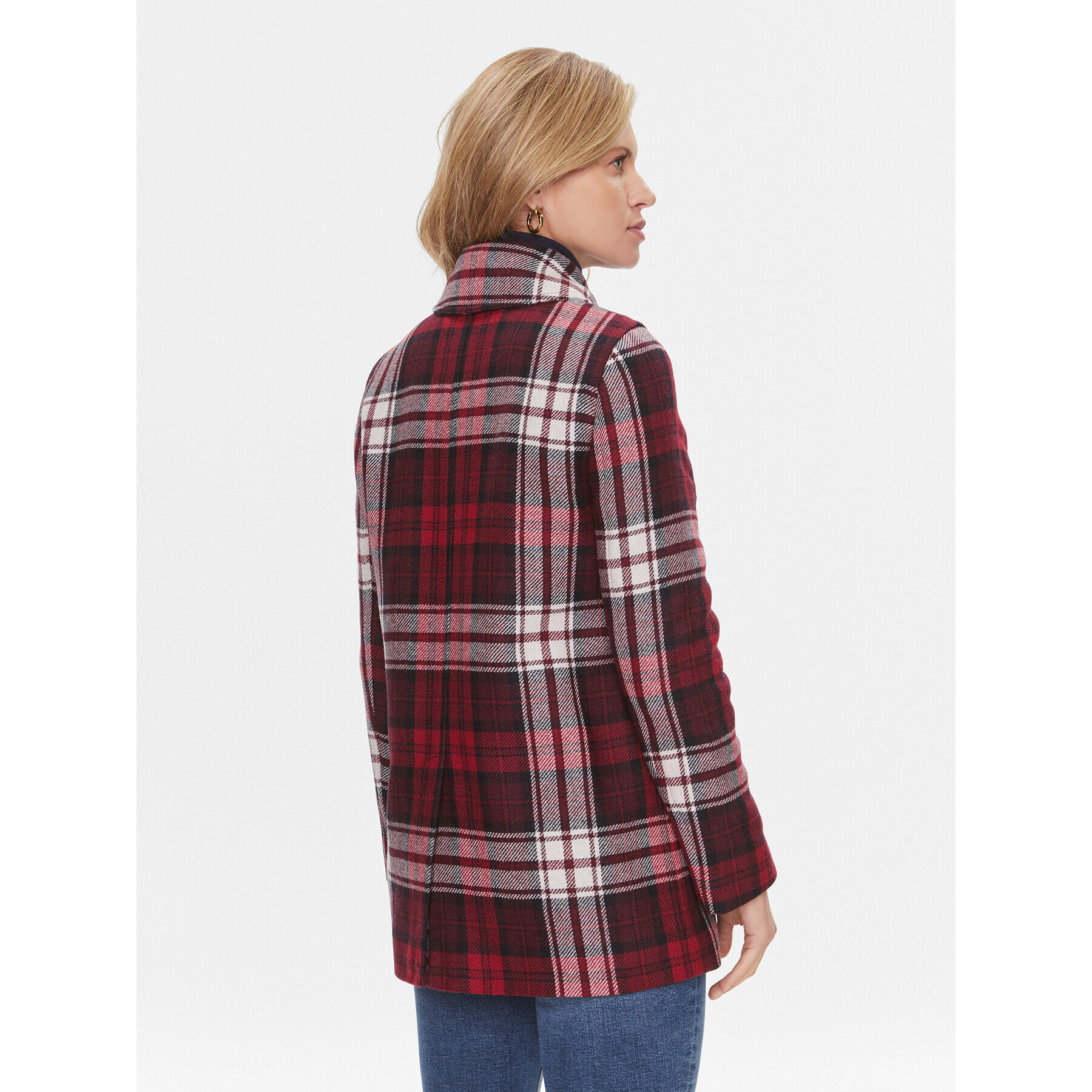 Tommy Hilfiger Prehodni plašč Tartan WW0WW40256 Rdeča Regular Fit - Pepit.si