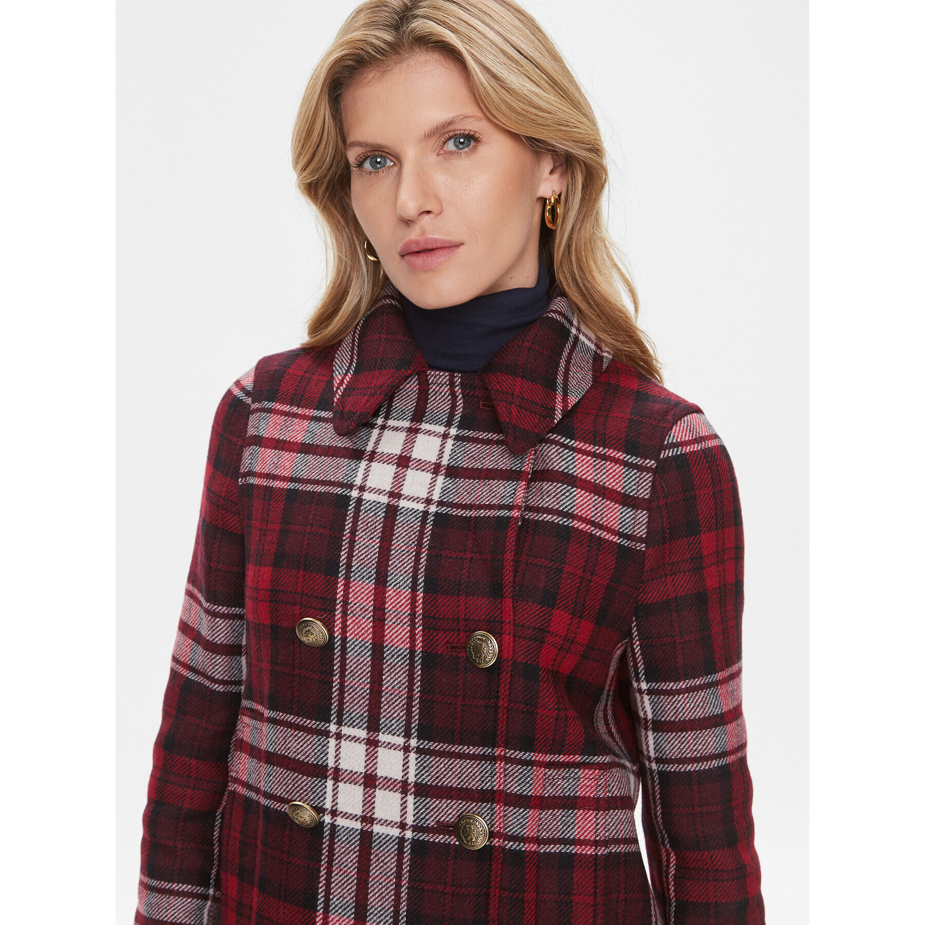 Tommy Hilfiger Prehodni plašč Tartan WW0WW40256 Rdeča Regular Fit - Pepit.si