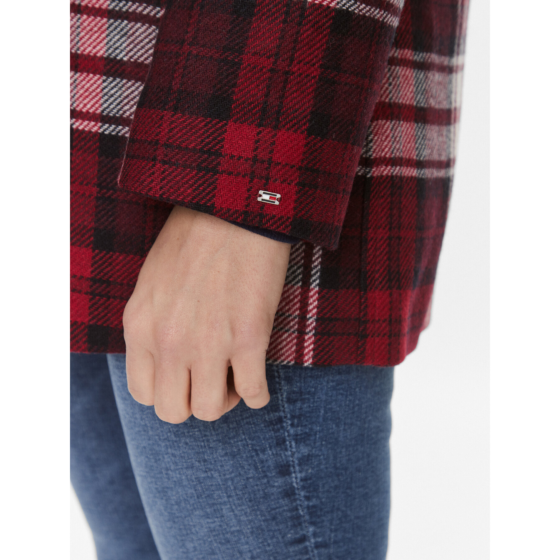 Tommy Hilfiger Prehodni plašč Tartan WW0WW40256 Rdeča Regular Fit - Pepit.si