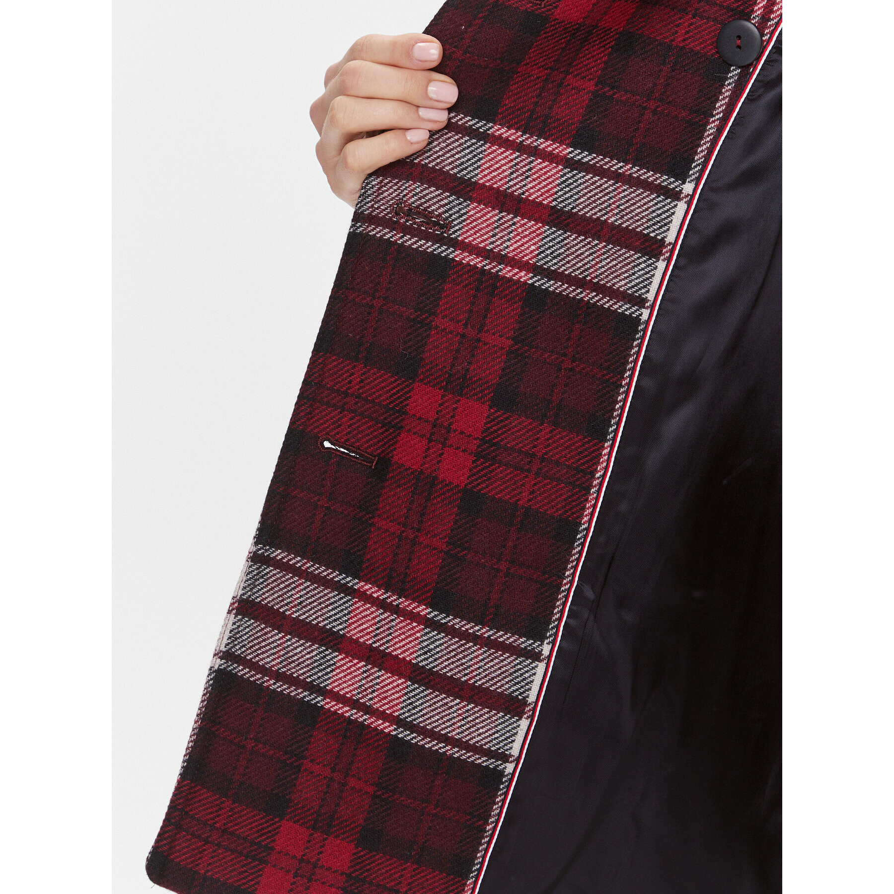 Tommy Hilfiger Prehodni plašč Tartan WW0WW40256 Rdeča Regular Fit - Pepit.si