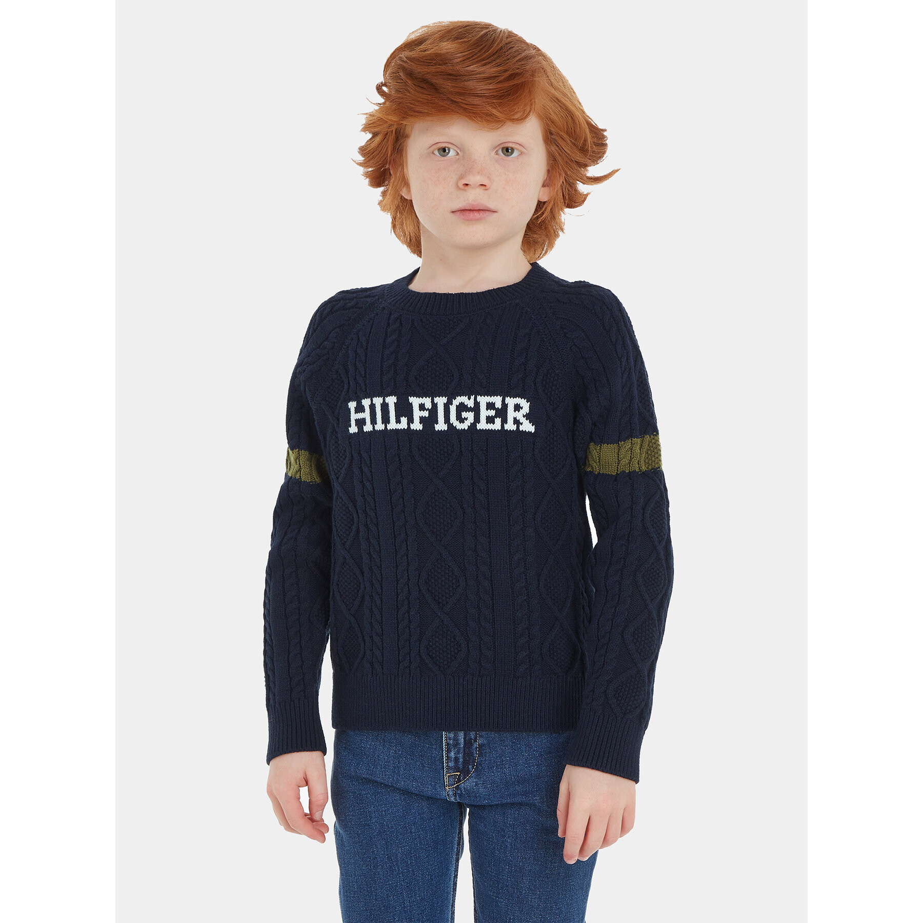 Tommy Hilfiger Pulover Monotype KB0KB08513 Mornarsko modra Regular Fit - Pepit.si