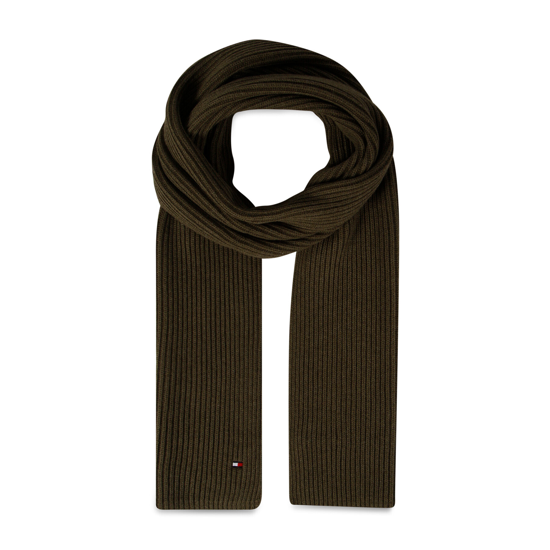 Tommy Hilfiger Ruta Essential Flag Knitted Scarf AM0AM10365 Khaki - Pepit.si