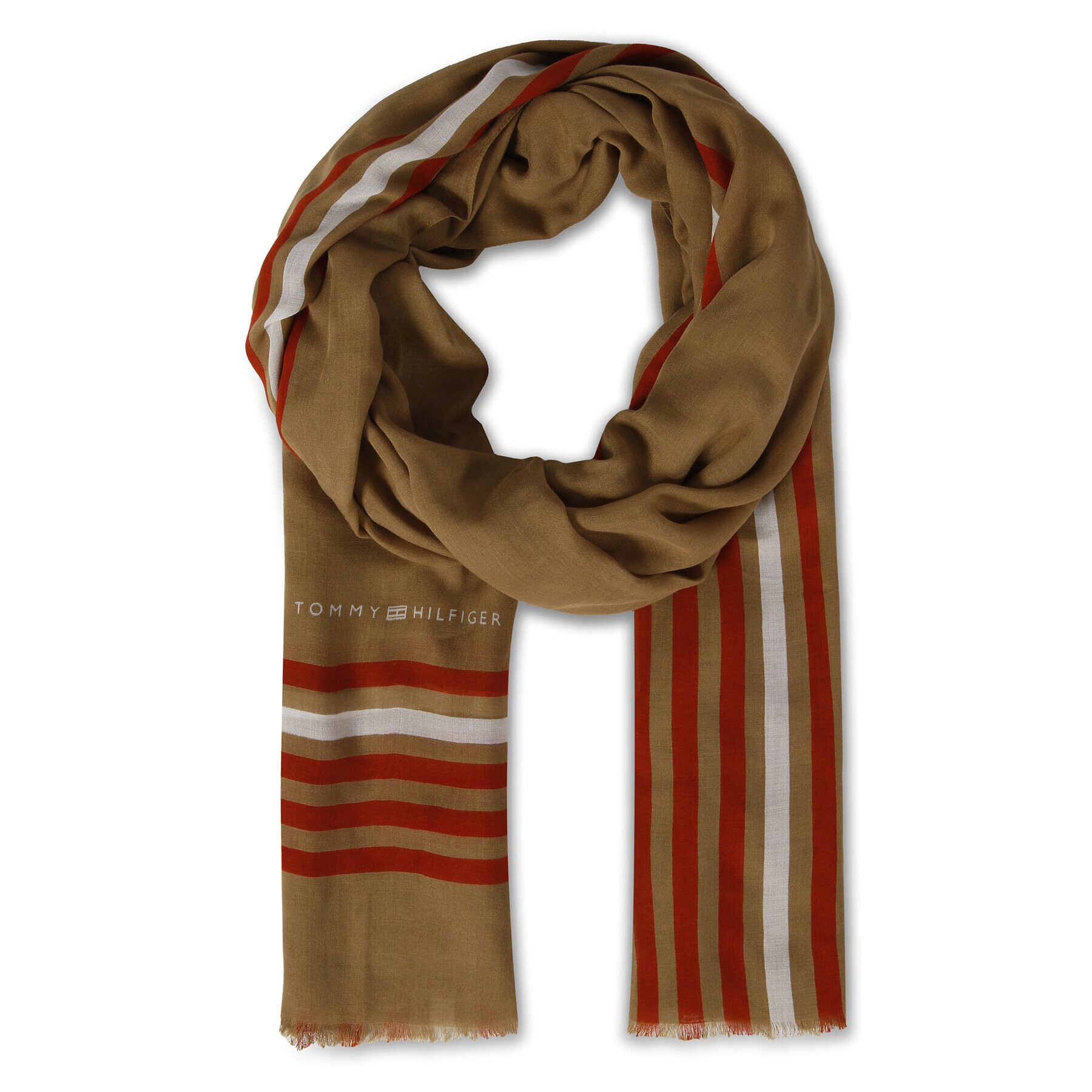 Tommy Hilfiger Ruta Essential Flag Scarf AW0AW13890 Khaki - Pepit.si