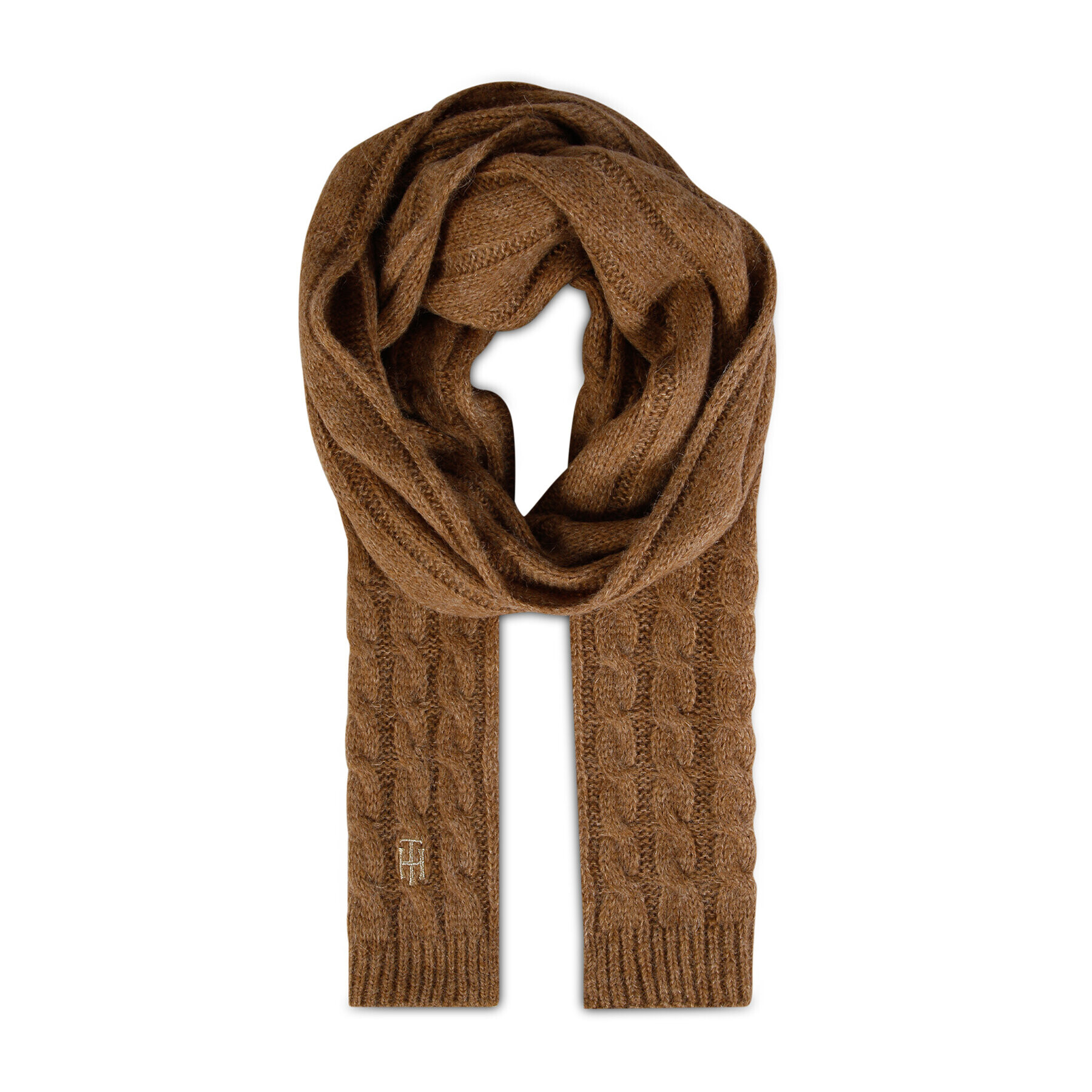 Tommy Hilfiger Ruta Th Timeless Scarf Cable AW0AW14011 Rjava - Pepit.si