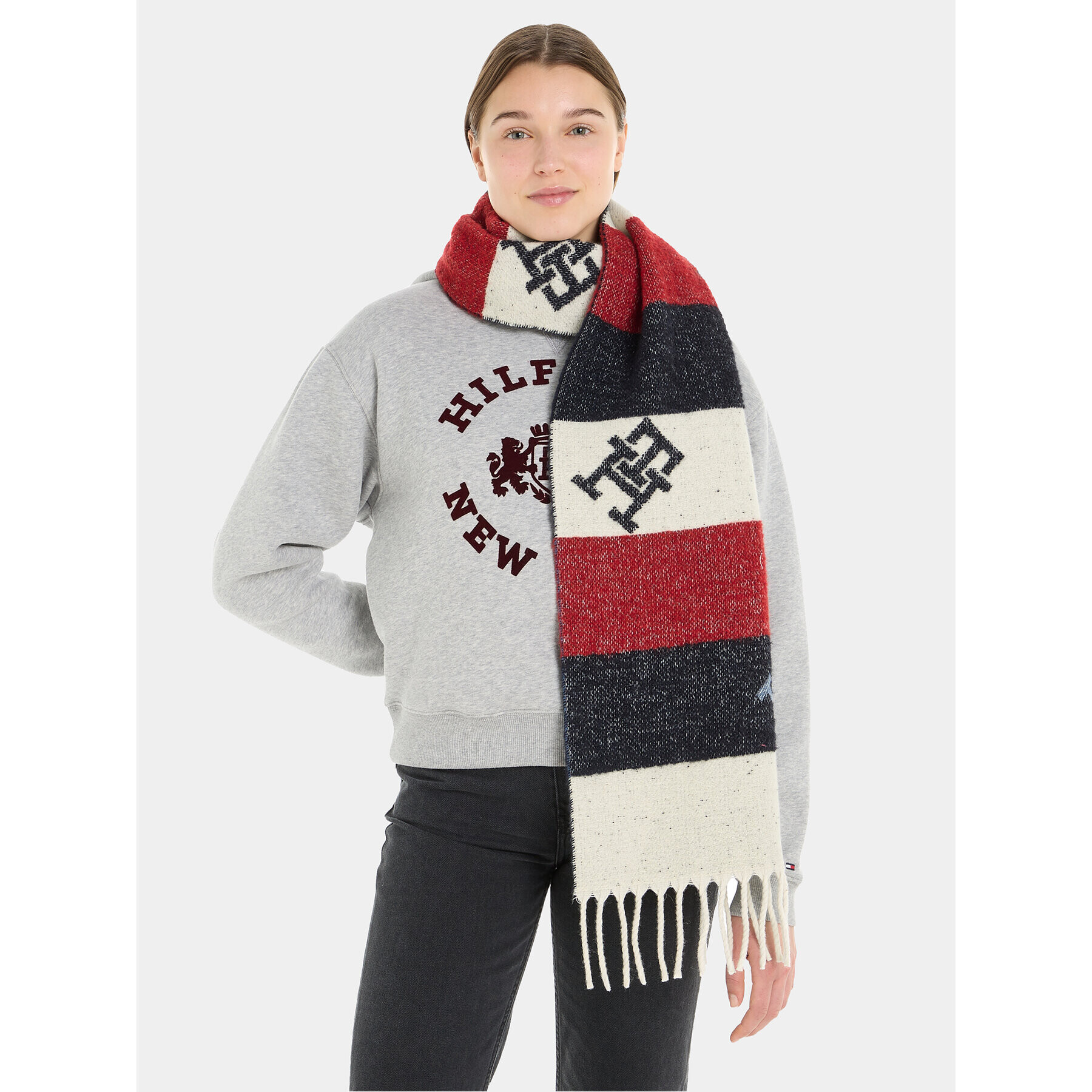 Tommy Hilfiger Šal Limitless Chic Cb Scarf AW0AW15353 Mornarsko modra - Pepit.si