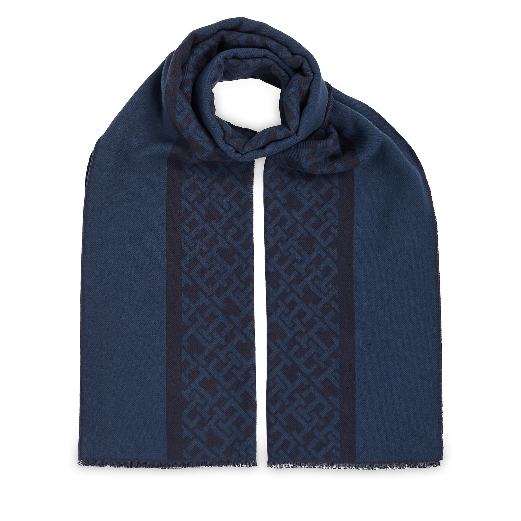 Tommy Hilfiger Šal Monogram Brushed Scarf AW0AW15341 Mornarsko modra - Pepit.si