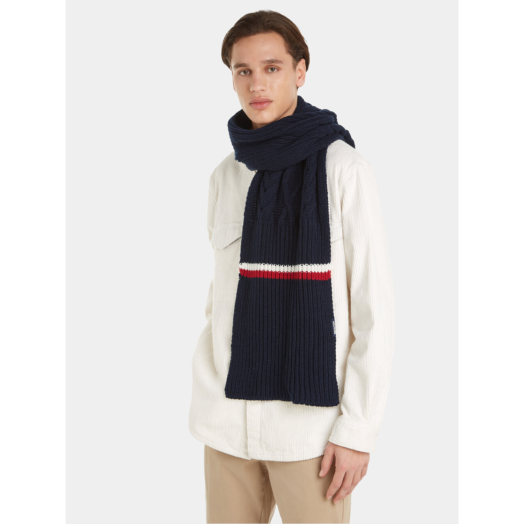 Tommy Hilfiger Šal Monotype Chunky Knit Scarf AM0AM11507 Mornarsko modra - Pepit.si