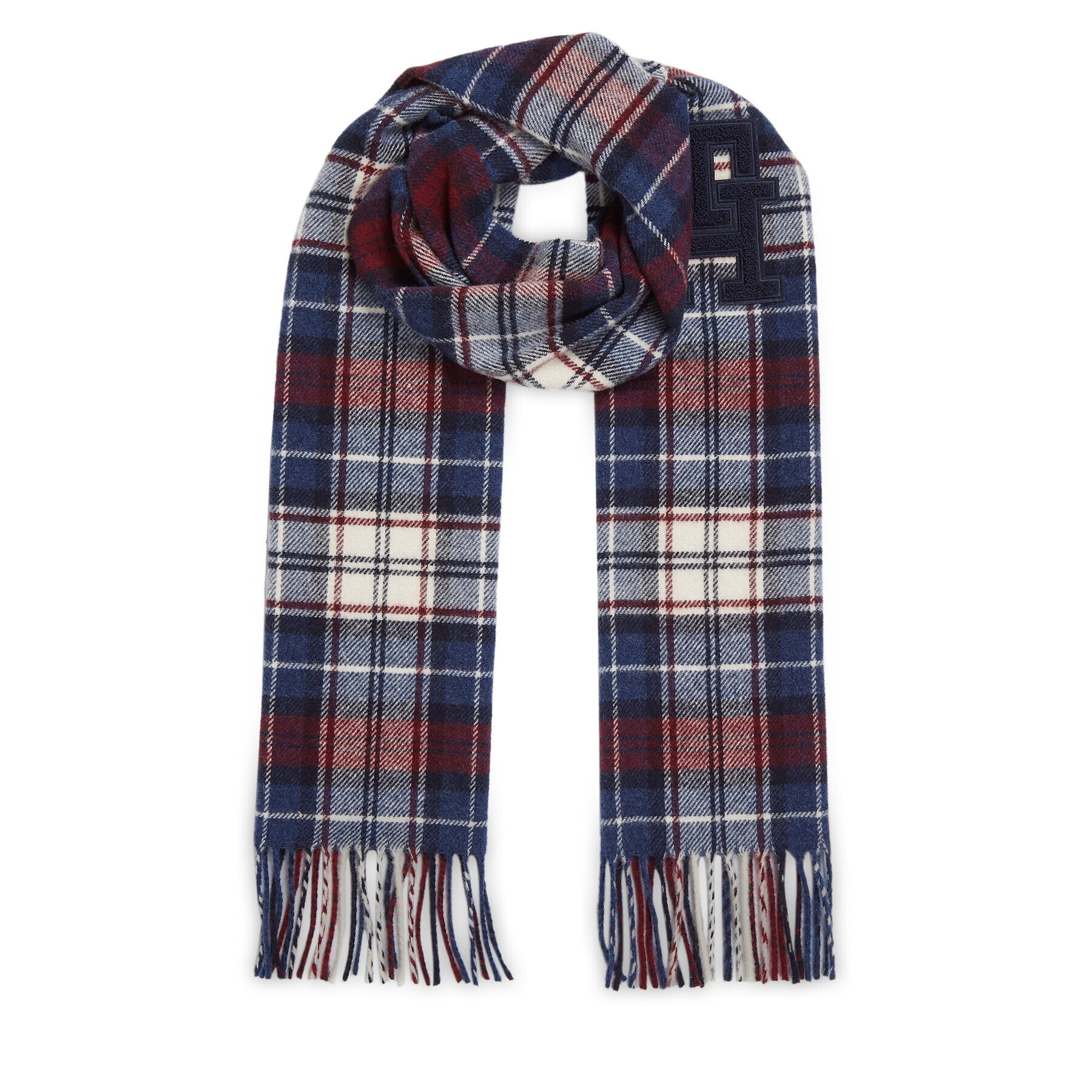 Tommy Hilfiger Šal Th Monogram Tartan Scarf AM0AM11984 Modra - Pepit.si