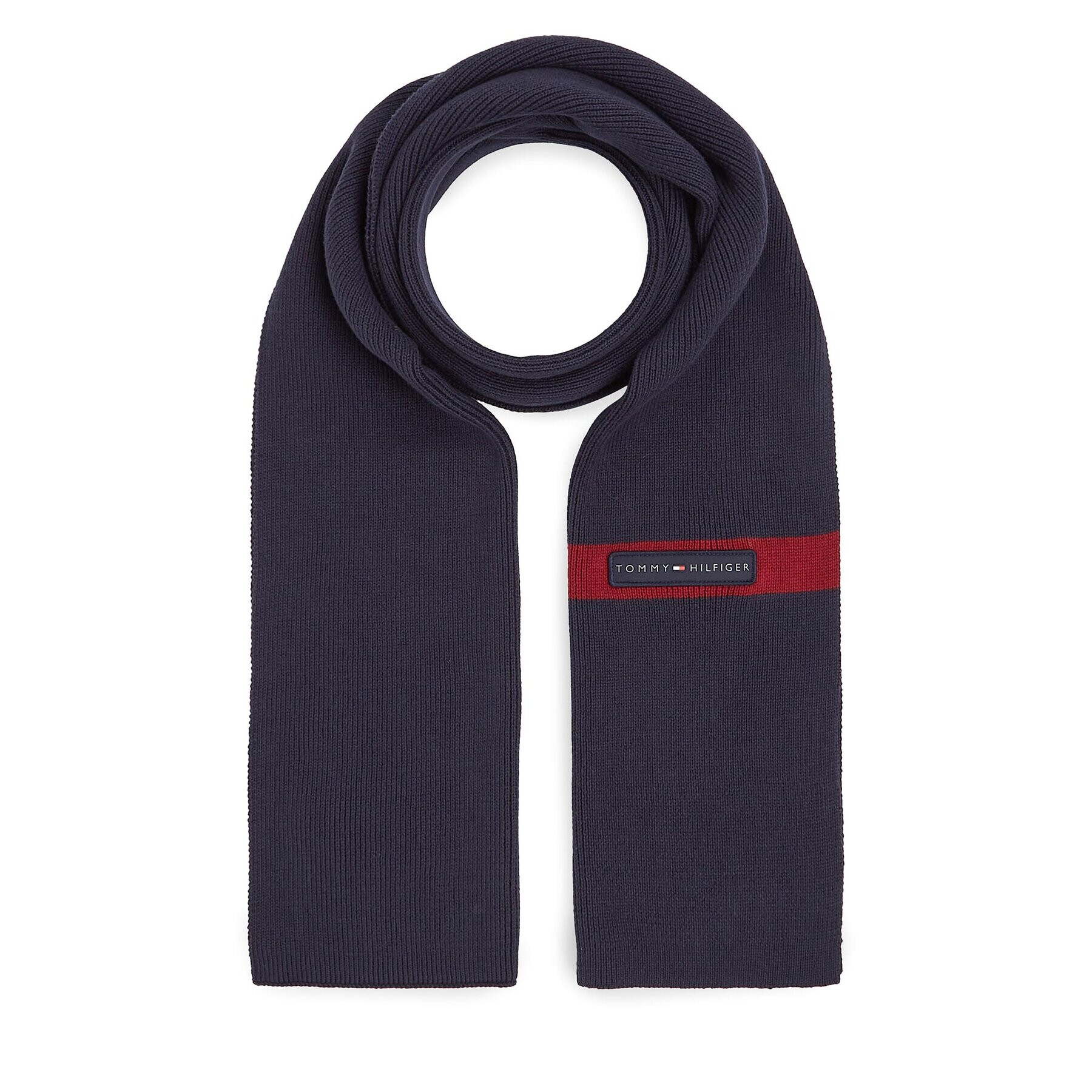 Tommy Hilfiger Šal Th Skyline Knit Scarf AM0AM11496 Mornarsko modra - Pepit.si