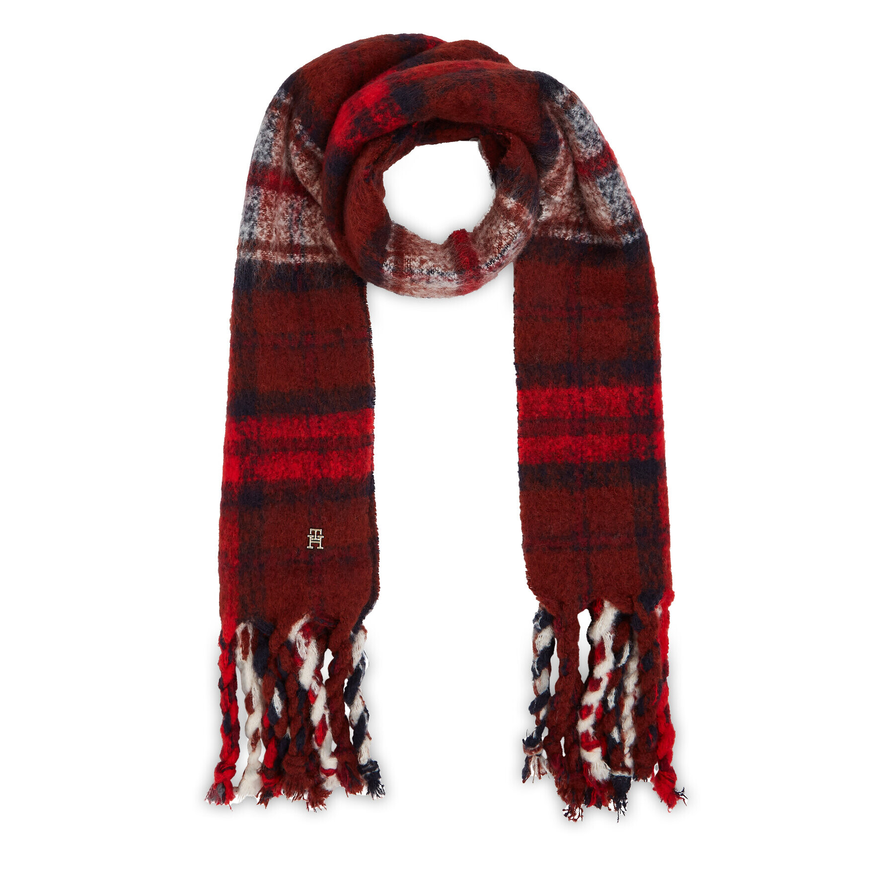 Tommy Hilfiger Šal Tommy Check Scarf AW0AW15337 Mornarsko modra - Pepit.si