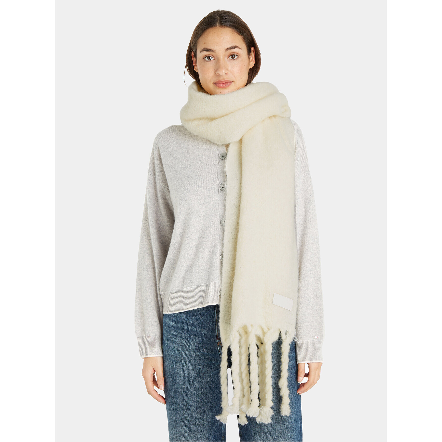 Tommy Hilfiger Šal Tommy Twist Scarf AW0AW15530 Bela - Pepit.si