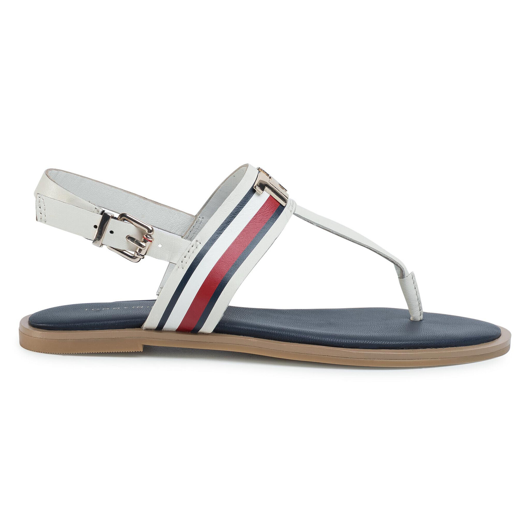 Tommy Hilfiger Sandali Corporate Letaher Fat Sandal FW0FW04840 Bela - Pepit.si