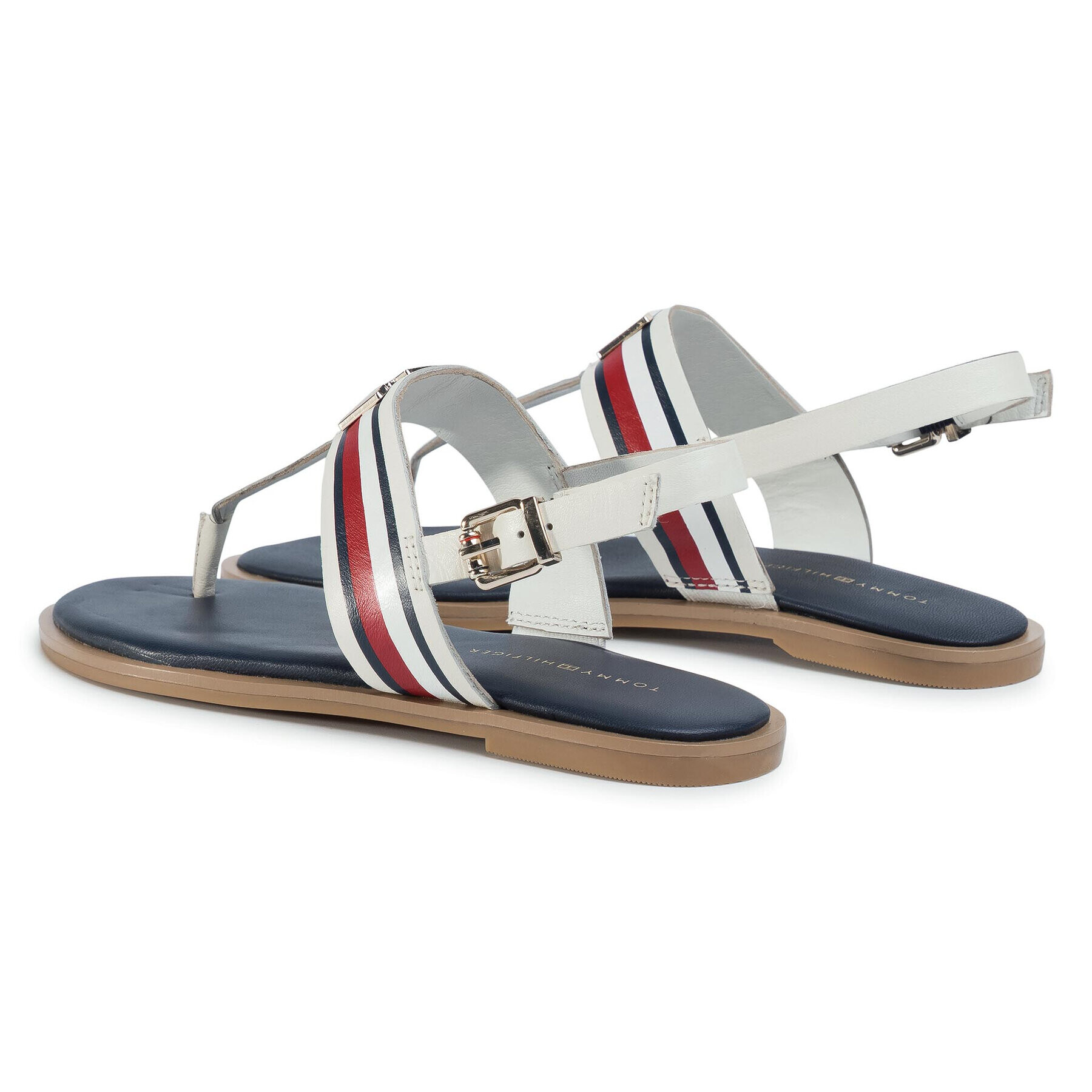 Tommy Hilfiger Sandali Corporate Letaher Fat Sandal FW0FW04840 Bela - Pepit.si