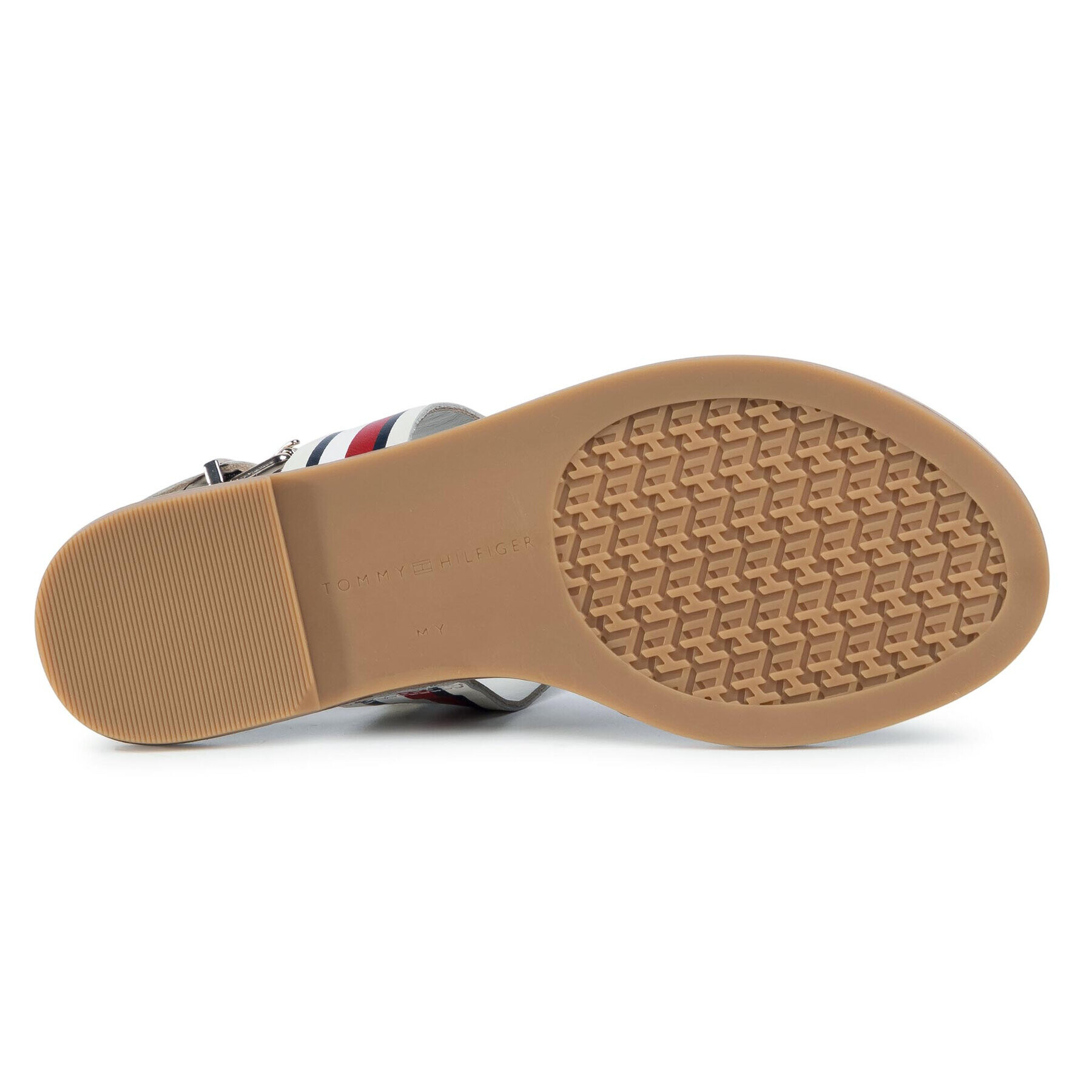 Tommy Hilfiger Sandali Corporate Letaher Fat Sandal FW0FW04840 Bela - Pepit.si