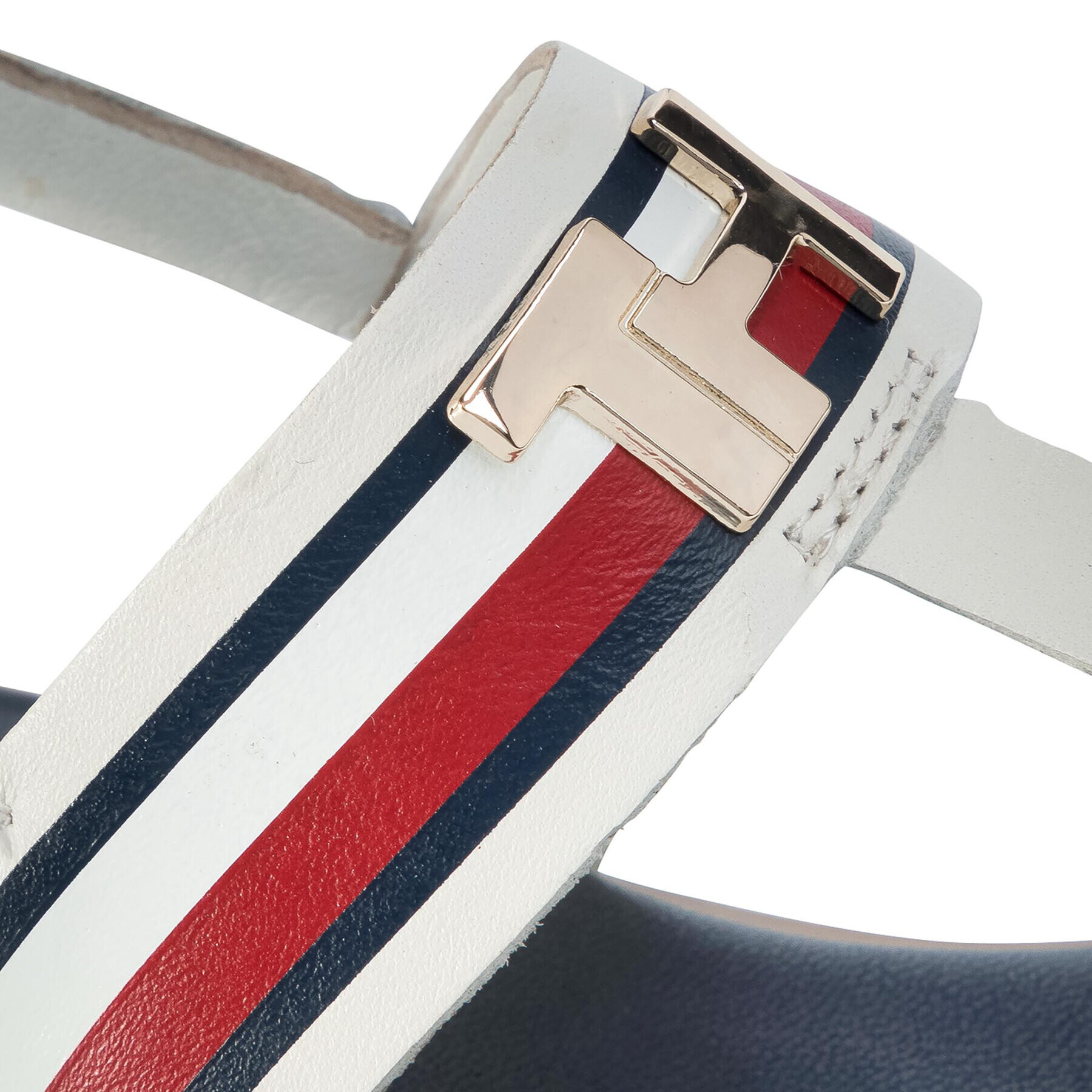 Tommy Hilfiger Sandali Corporate Letaher Fat Sandal FW0FW04840 Bela - Pepit.si