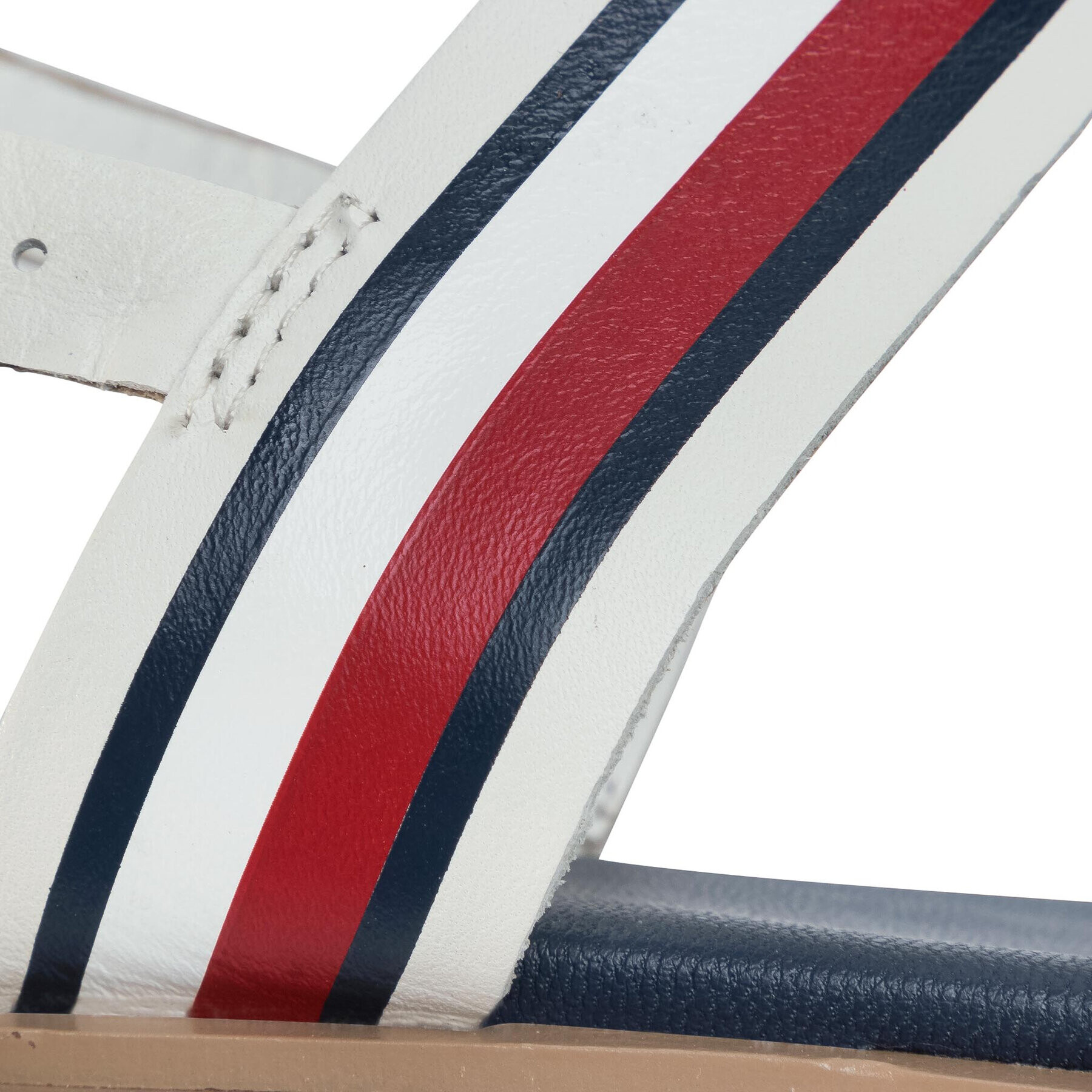 Tommy Hilfiger Sandali Corporate Letaher Fat Sandal FW0FW04840 Bela - Pepit.si