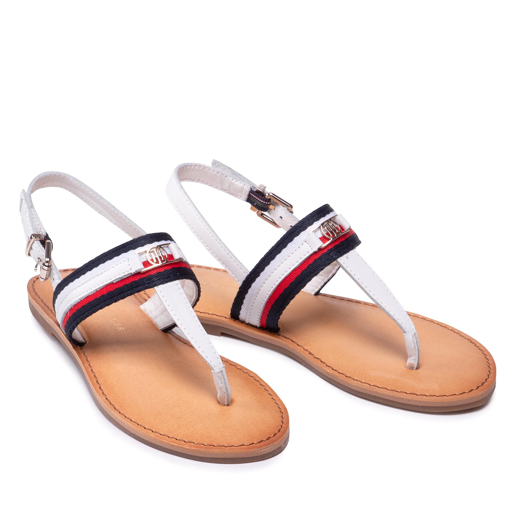 Tommy Hilfiger Sandali Corporate Webbing Flat Sandal FW0FW06232 Bela - Pepit.si