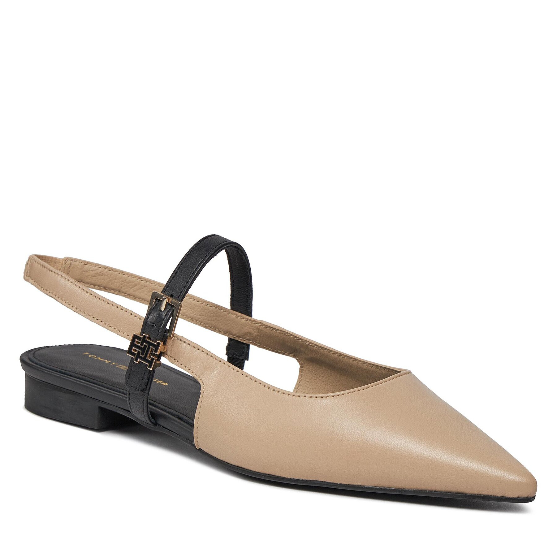 Tommy Hilfiger Sandali Leather Sling Back Ballerina FW0FW07772 Bež - Pepit.si