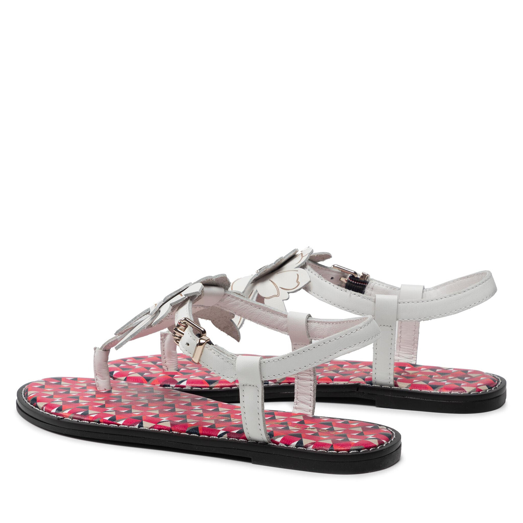 Tommy Hilfiger Sandali Th Geo Print Flat Sandal FW0FW06229 Bela - Pepit.si