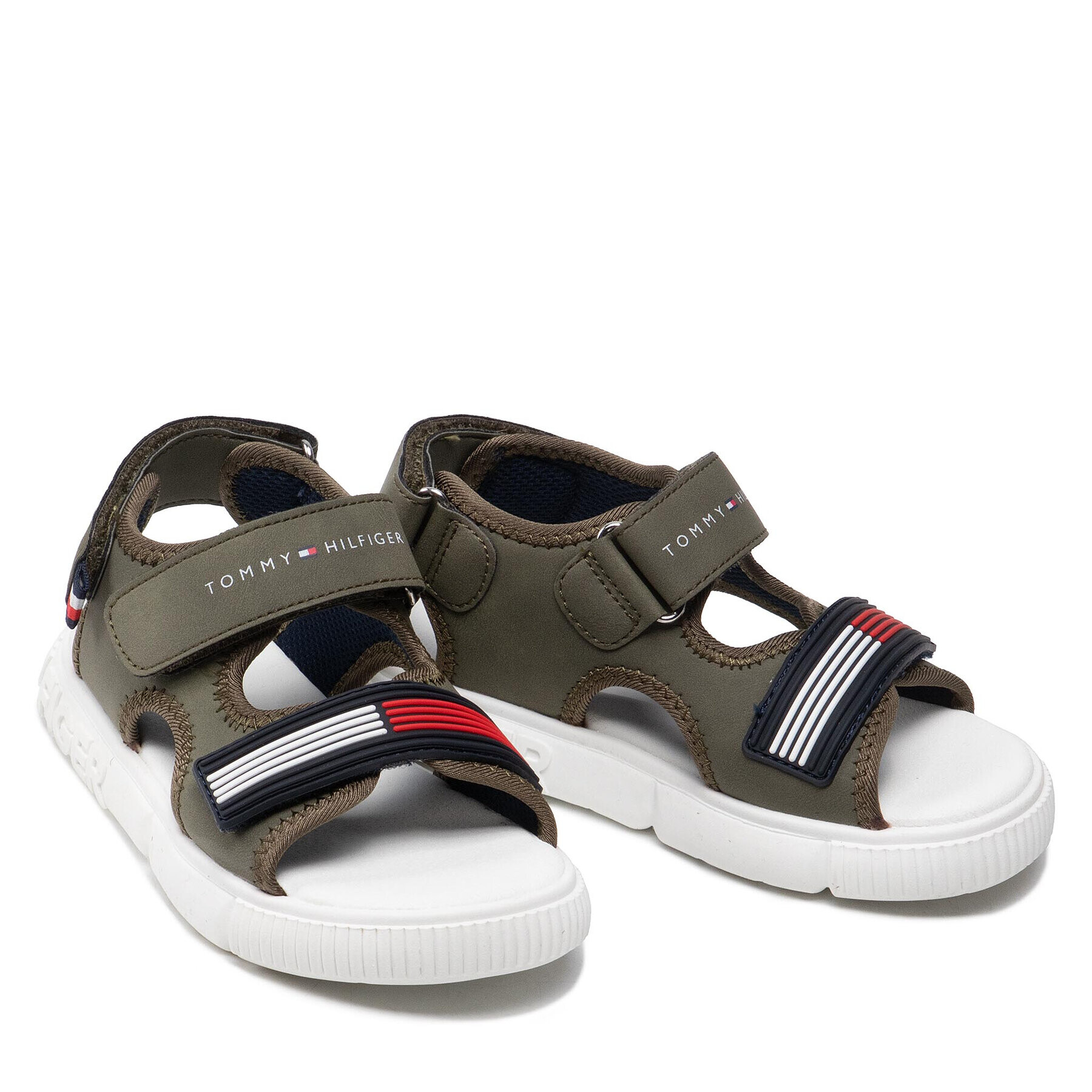 Tommy Hilfiger Sandali Velcro Sandal Military Green T1B2-32252-1357 S Zelena - Pepit.si