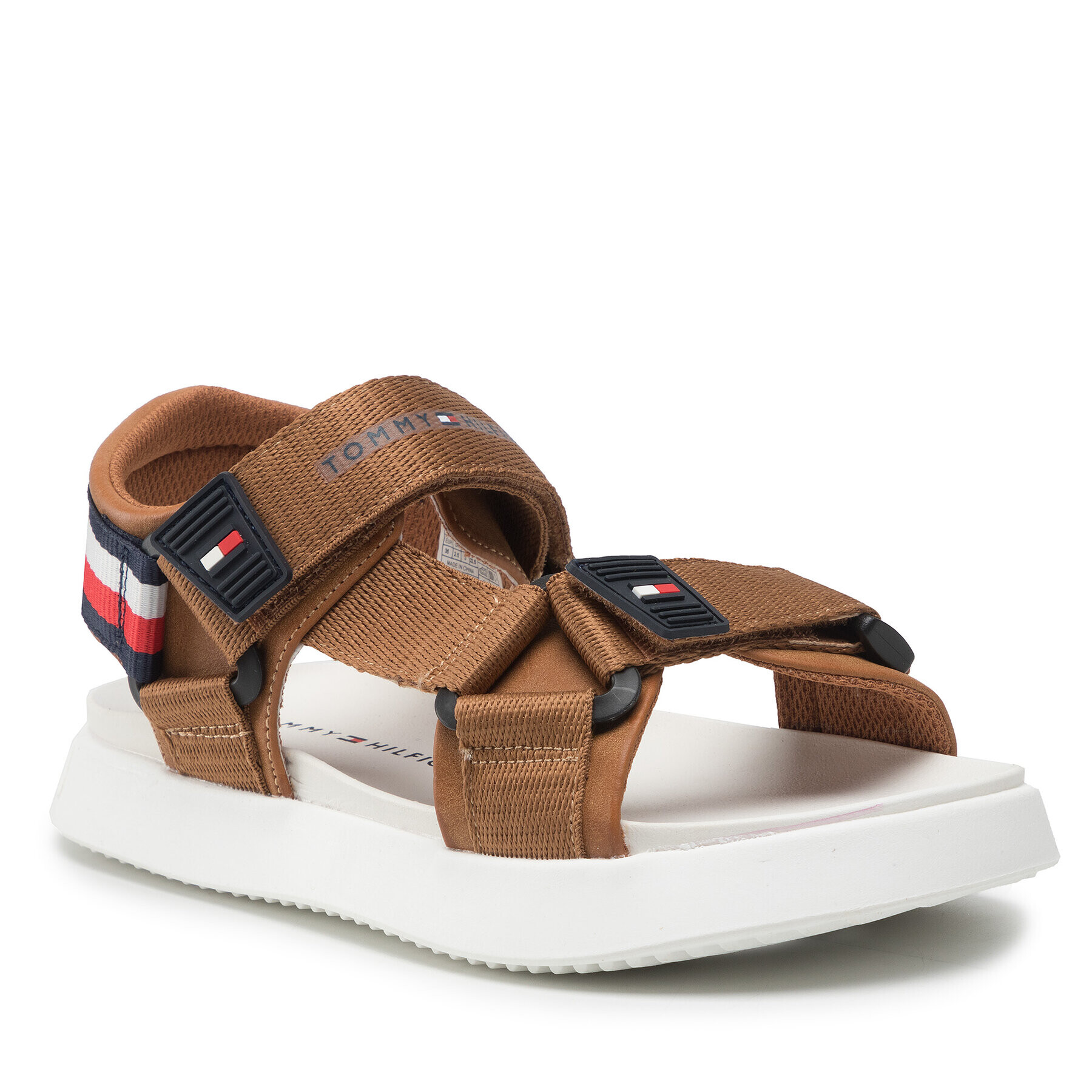 Tommy Hilfiger Sandali Velcro Sandal T3B2-32256-0208 S Rjava - Pepit.si