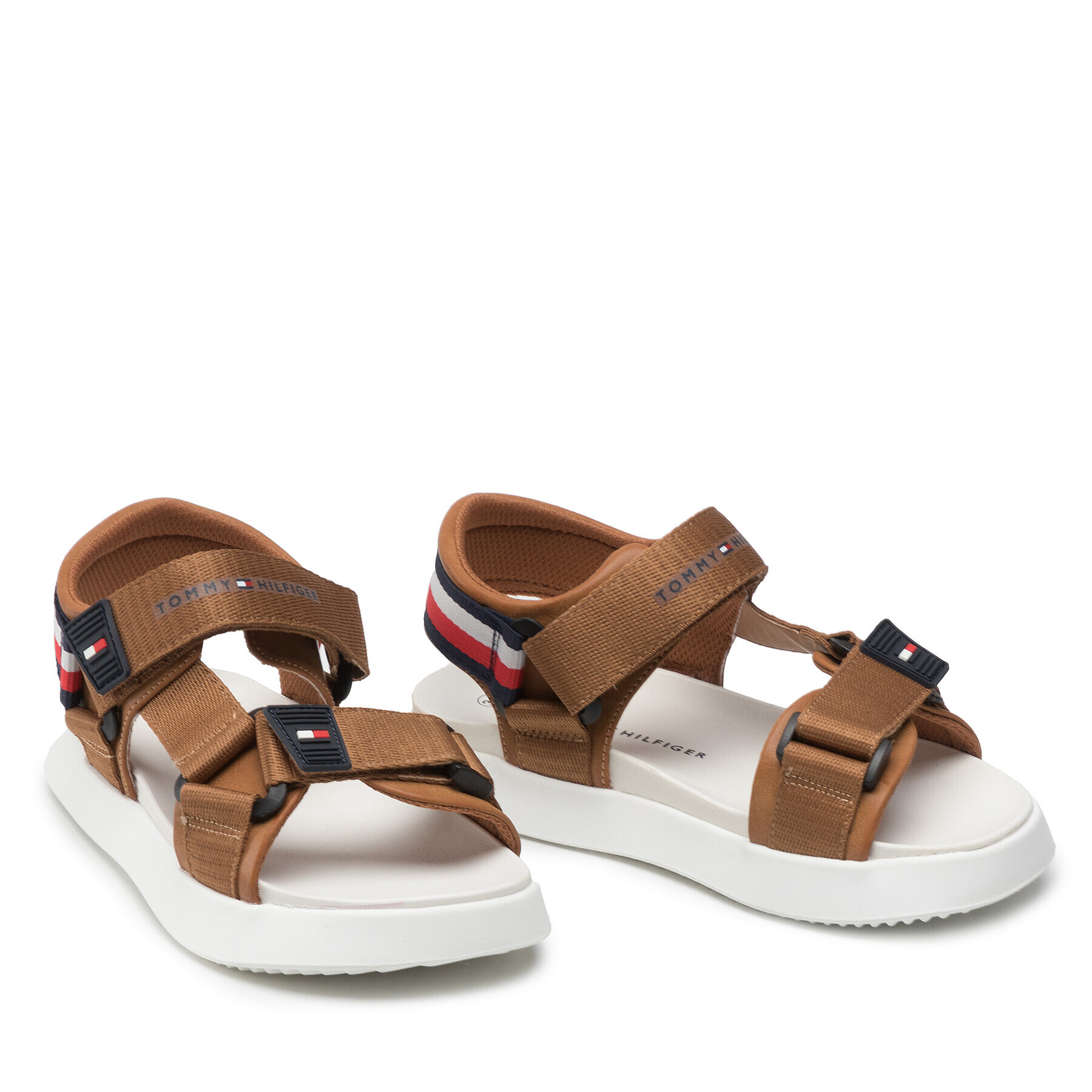 Tommy Hilfiger Sandali Velcro Sandal T3B2-32256-0208 S Rjava - Pepit.si