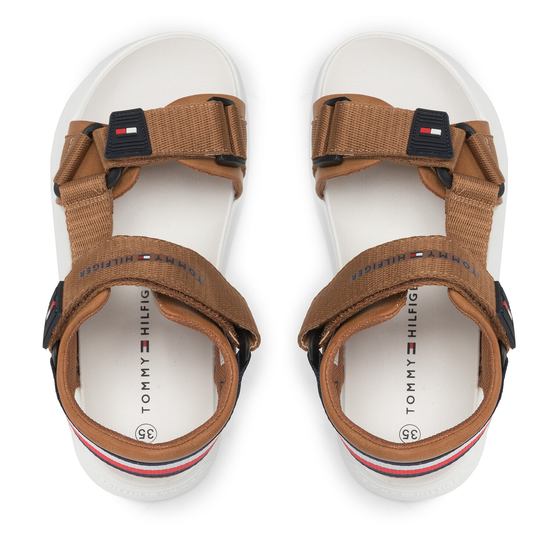 Tommy Hilfiger Sandali Velcro Sandal T3B2-32256-0208 S Rjava - Pepit.si