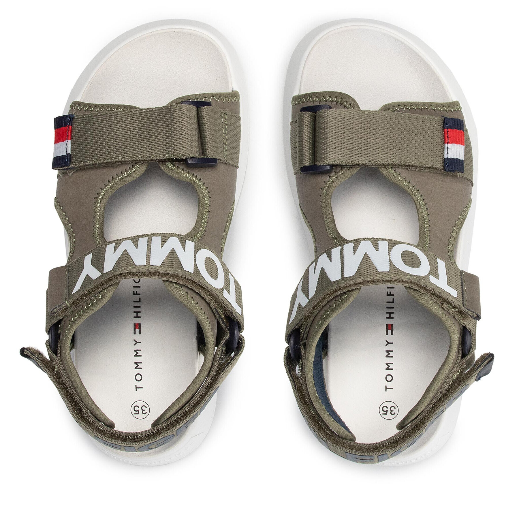 Tommy Hilfiger Sandali Velcro Sandal T3B2-32257-0208 S Zelena - Pepit.si