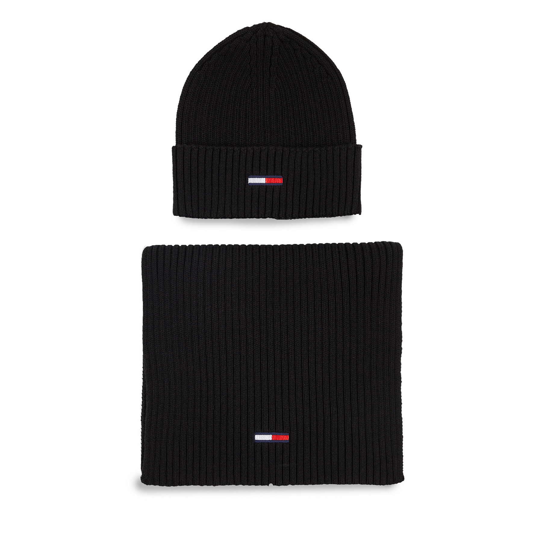 Tommy Hilfiger Set šal + kapa Tjw Flag Beanie And Scarf AM0AM11677 Črna - Pepit.si