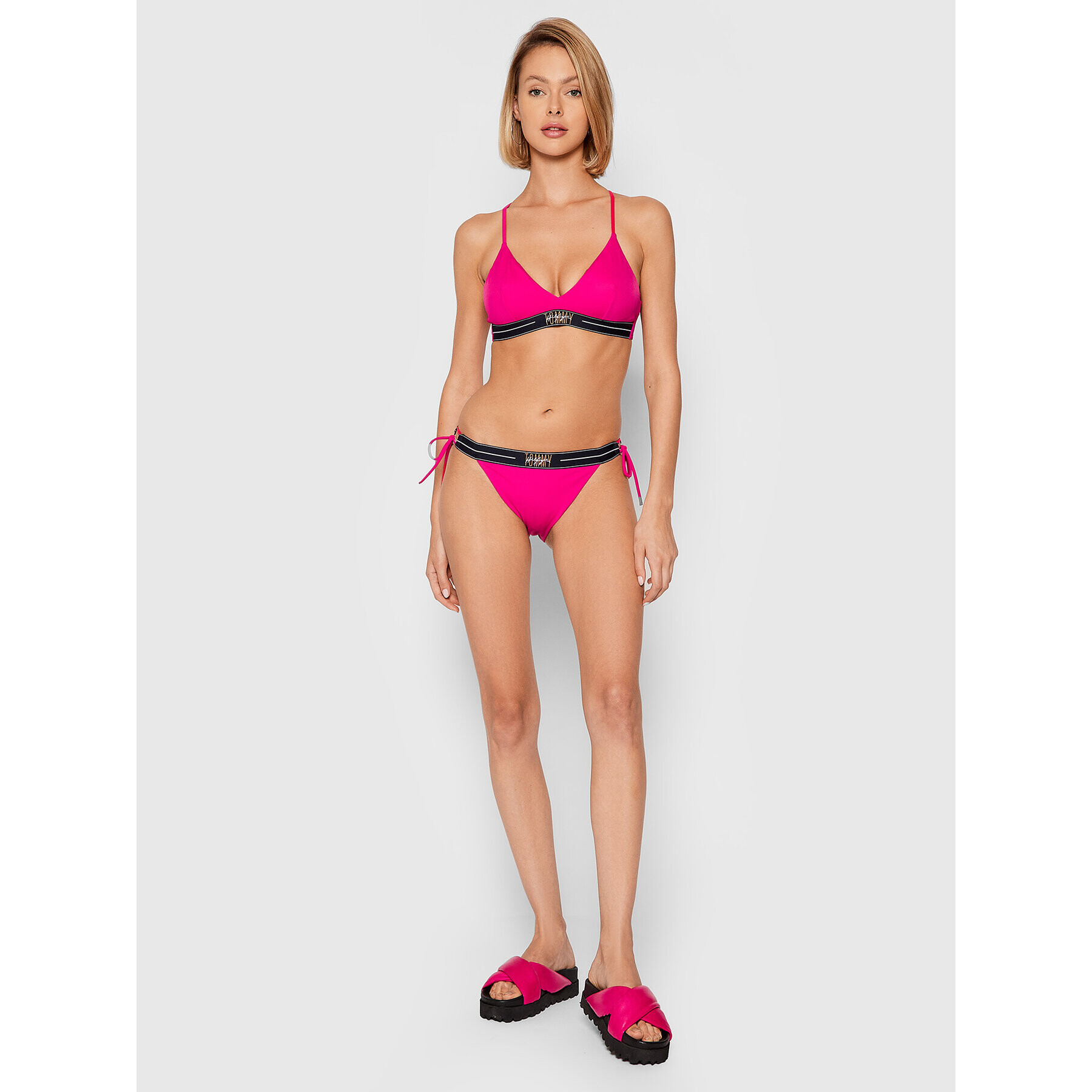 Tommy Hilfiger Spodnji del bikini Cheeky Side Tie UW0UW03096 Roza - Pepit.si