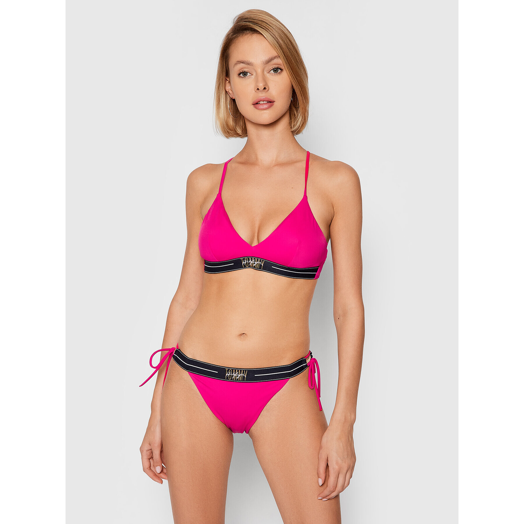 Tommy Hilfiger Spodnji del bikini Cheeky Side Tie UW0UW03096 Roza - Pepit.si