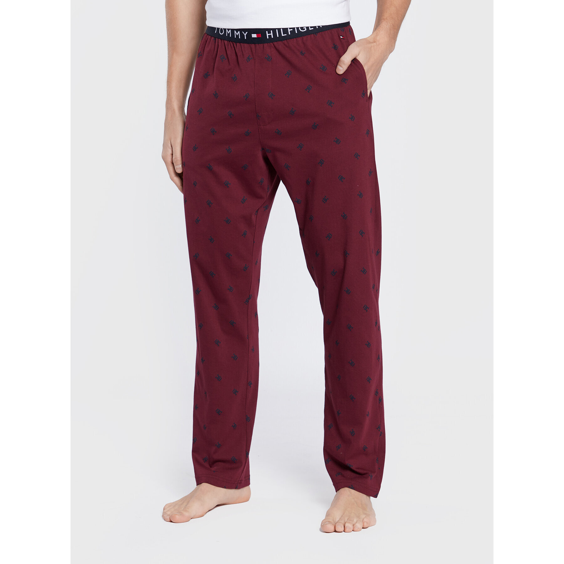 Tommy Hilfiger Spodnji del pižame Print UM0UM01919 Bordo rdeča Regular Fit - Pepit.si