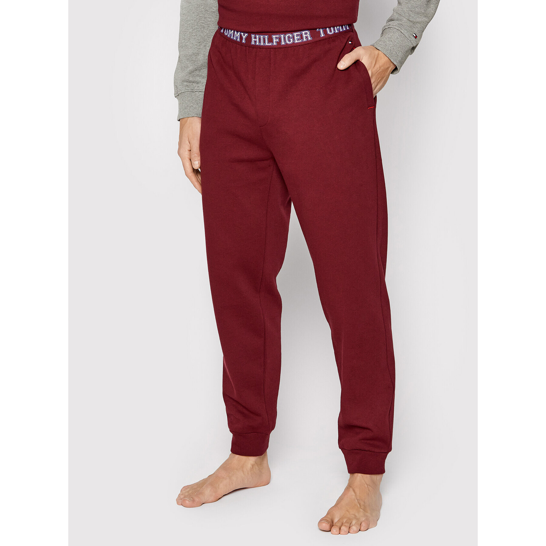 Tommy Hilfiger Spodnji del pižame UM0UM02384 Bordo rdeča Regular Fit - Pepit.si