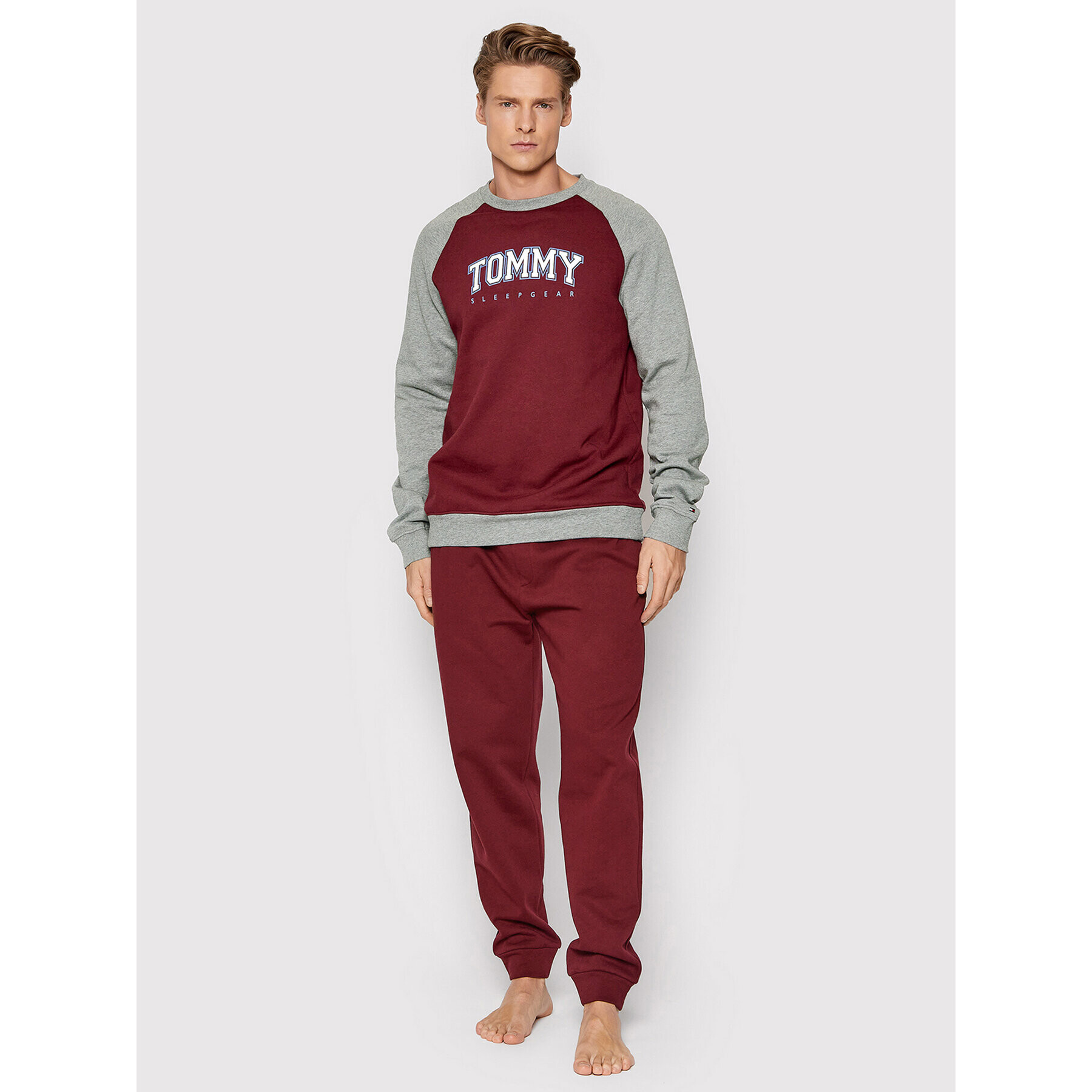 Tommy Hilfiger Spodnji del pižame UM0UM02384 Bordo rdeča Regular Fit - Pepit.si