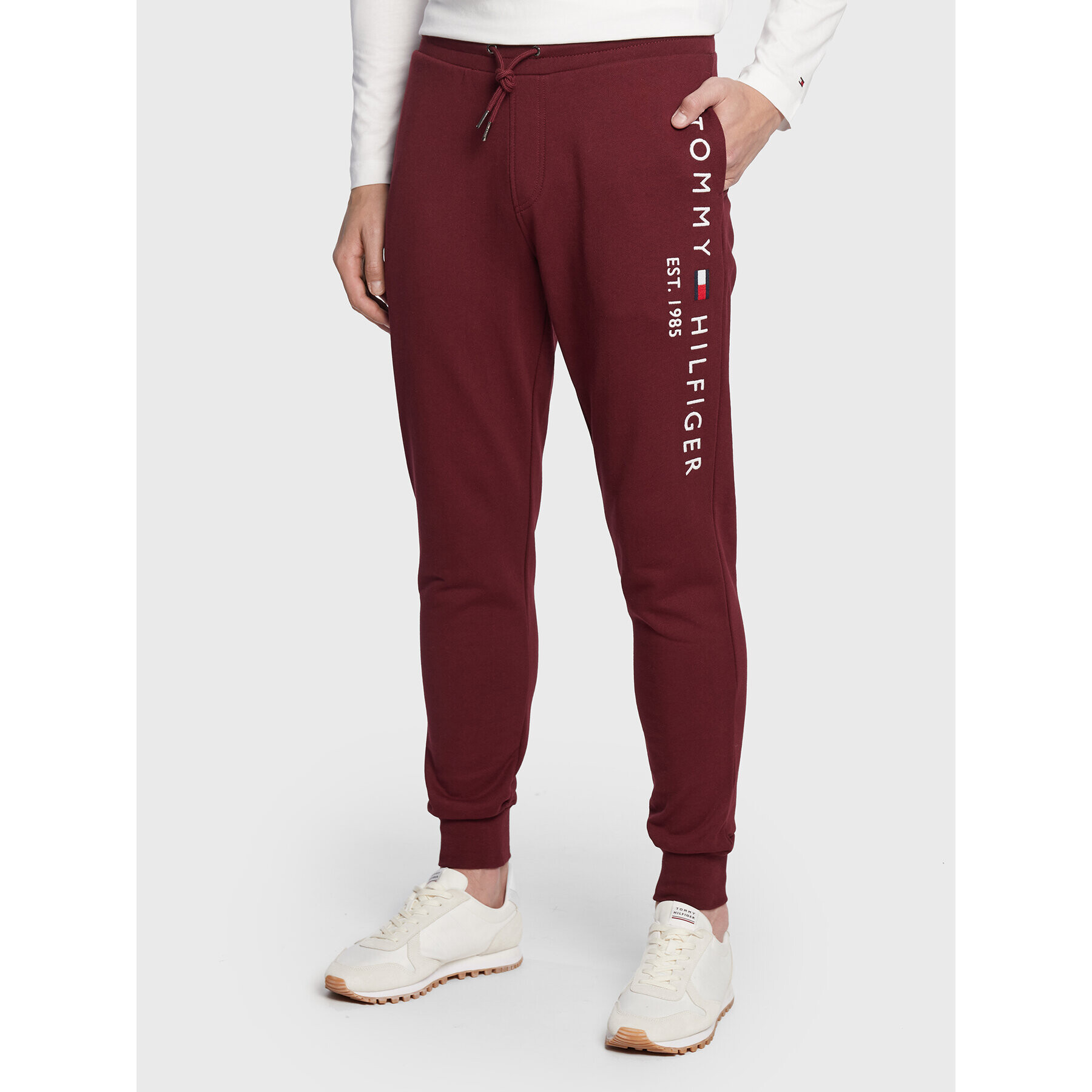 Tommy Hilfiger Spodnji del trenirke Logo MW0MW08388 Bordo rdeča Regular Fit - Pepit.si