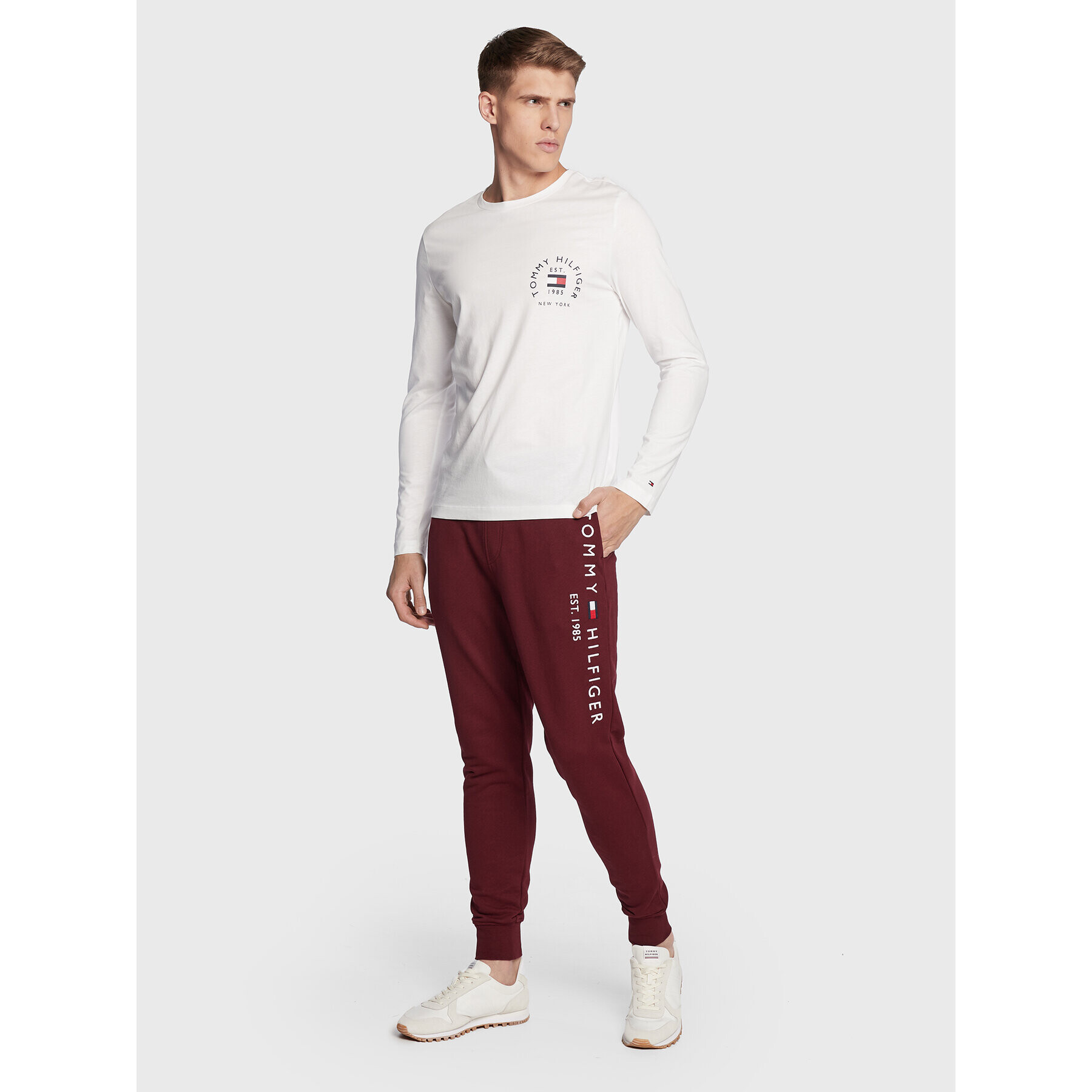 Tommy Hilfiger Spodnji del trenirke Logo MW0MW08388 Bordo rdeča Regular Fit - Pepit.si