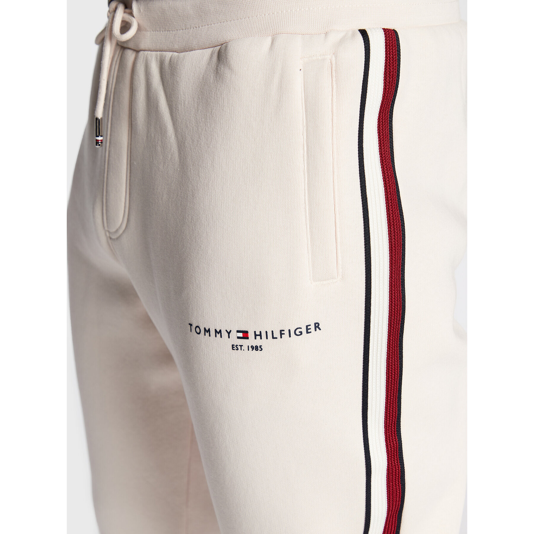 Tommy Hilfiger Spodnji del trenirke New Global Stripe MW0MW29461 Bež Regular Fit - Pepit.si