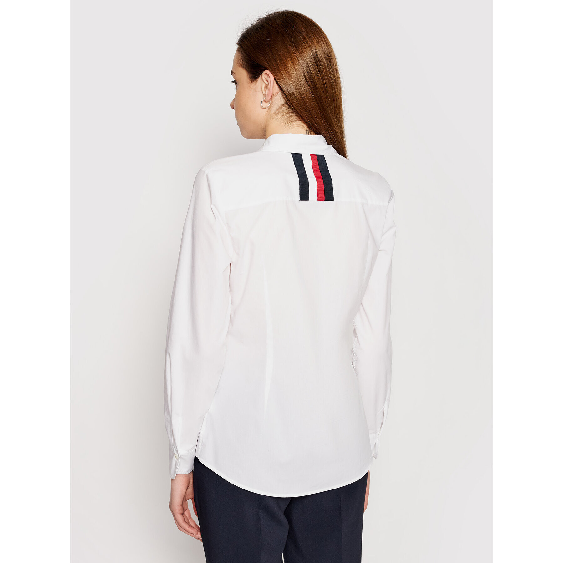 Tommy Hilfiger Srajca Abo Stripe WW0WW32660 Bela Regular Fit - Pepit.si