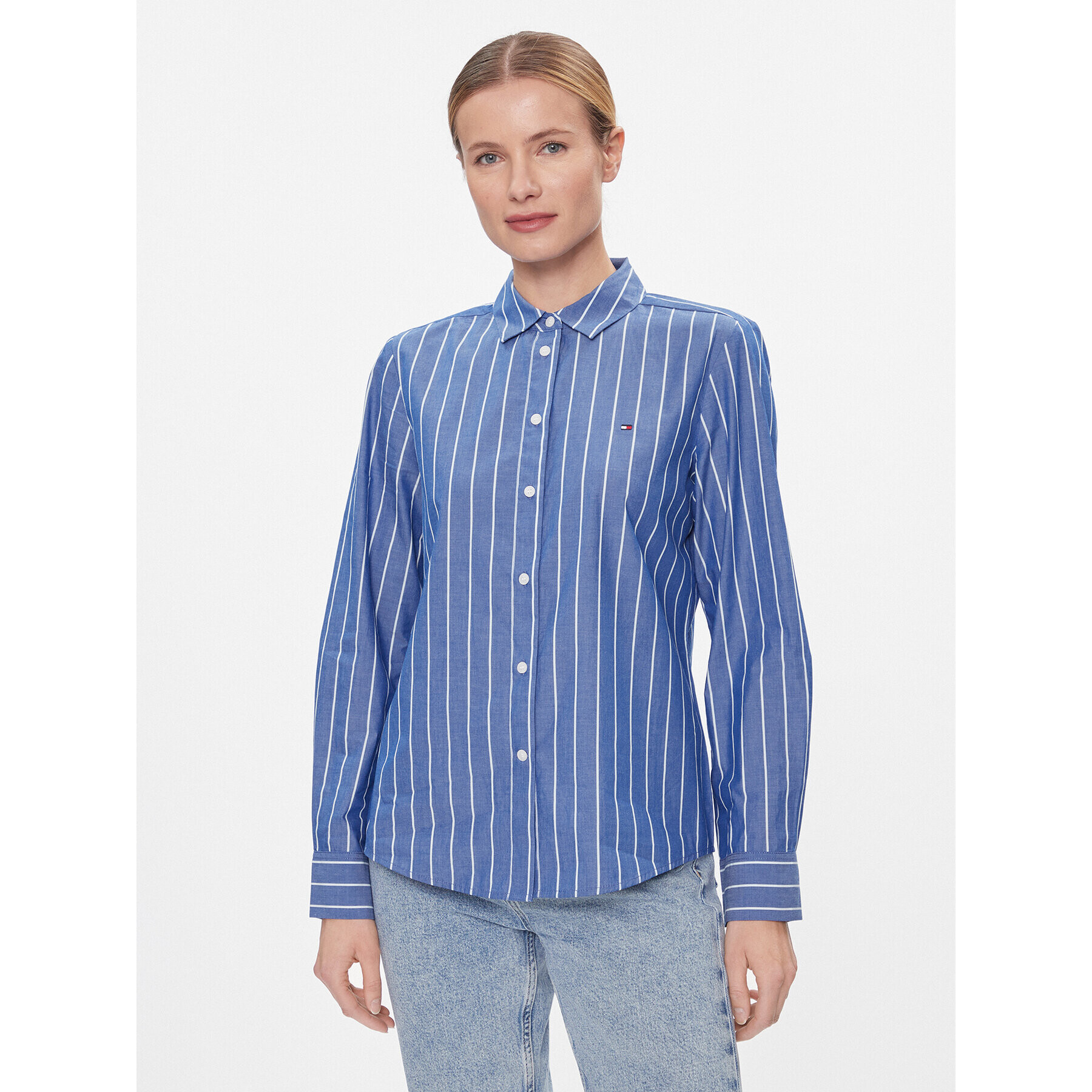 Tommy Hilfiger Srajca Baseball Stripe Regular Shirt WW0WW41155 Modra Regular Fit - Pepit.si