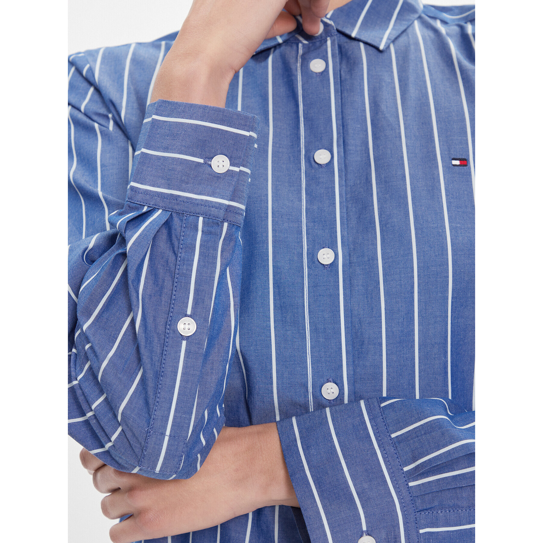 Tommy Hilfiger Srajca Baseball Stripe Regular Shirt WW0WW41155 Modra Regular Fit - Pepit.si