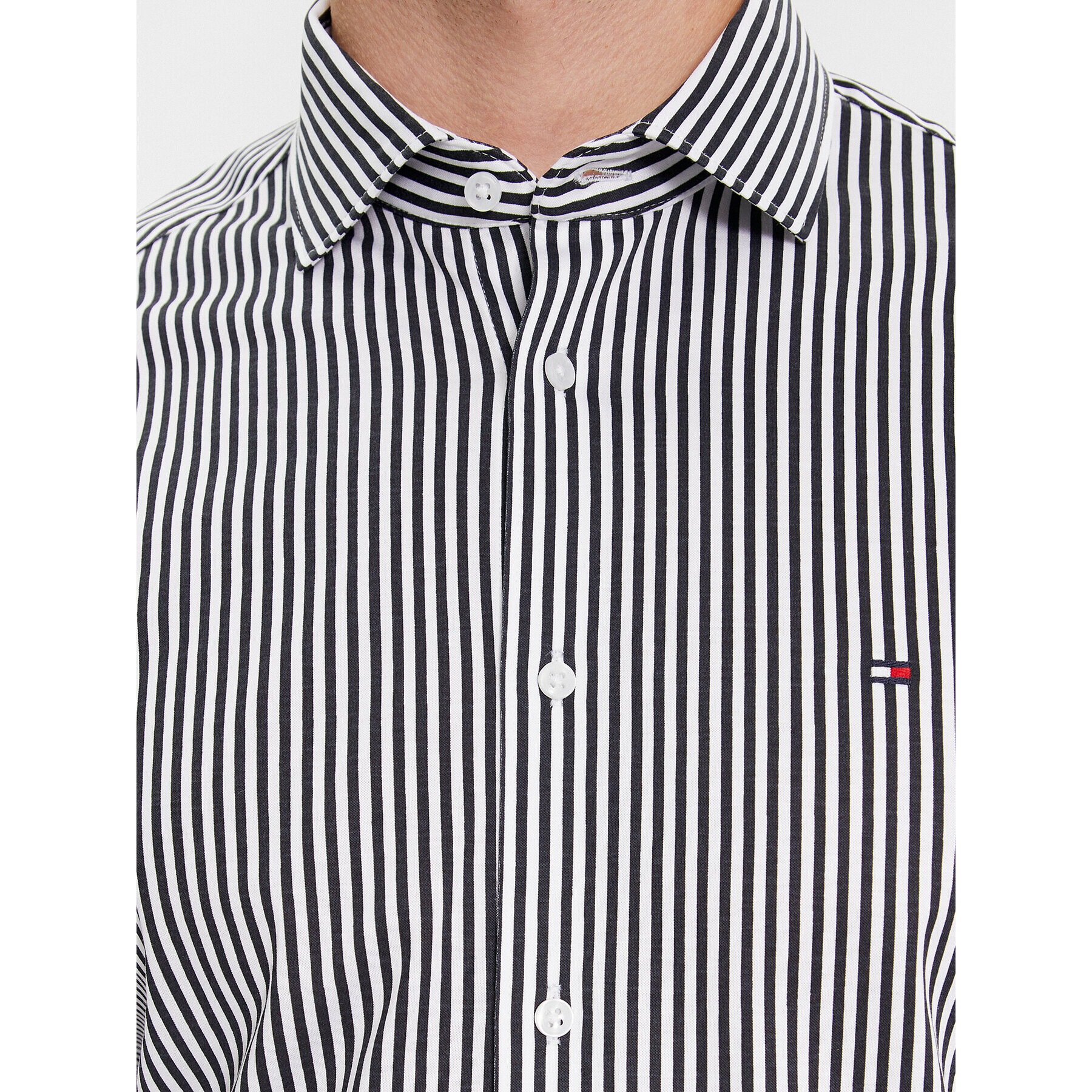 Tommy Hilfiger Srajca Cl Knitted Stripe Sf Shirt MW0MW34229 Mornarsko modra Slim Fit - Pepit.si