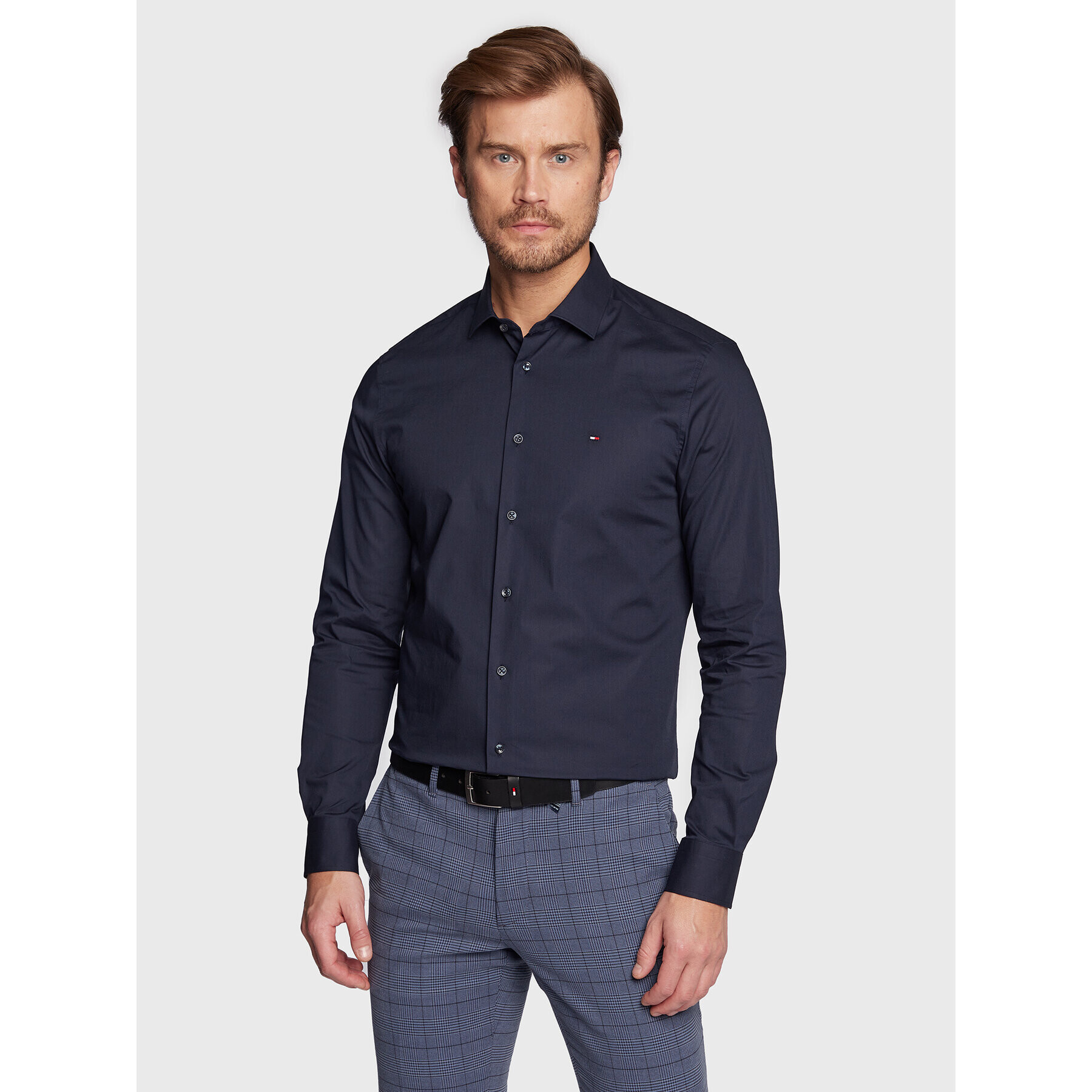 Tommy Hilfiger Srajca MW0MW25040 Mornarsko modra Slim Fit - Pepit.si